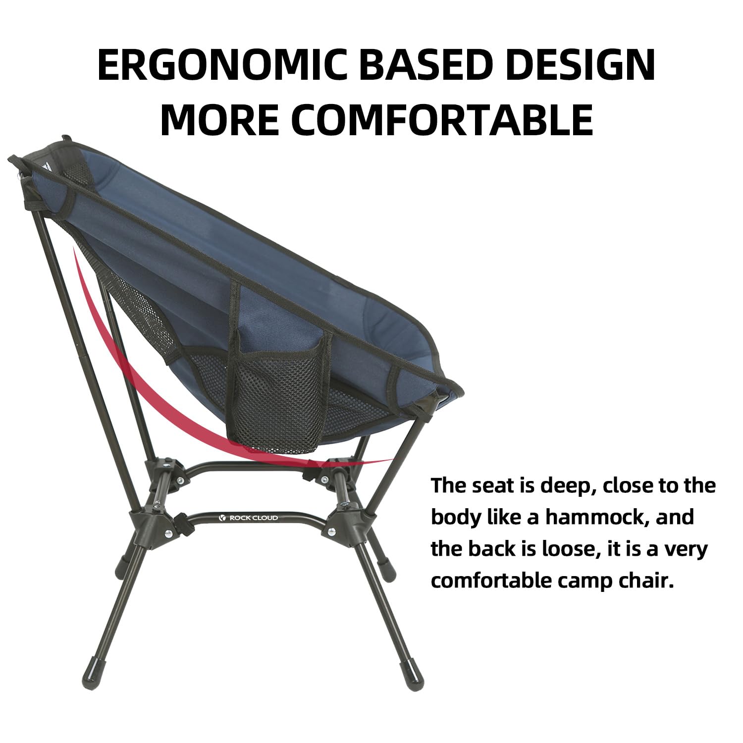 ROCK CLOUD Ultralight Portable Folding Camping Chair - Compact Outdoor Chair for Camping, Hiking, Backpacking, Beach, Lawn & Sports (Navy Blue) - Perfect for Picnics, Tailgating, Concerts & Outdoor Adventures
