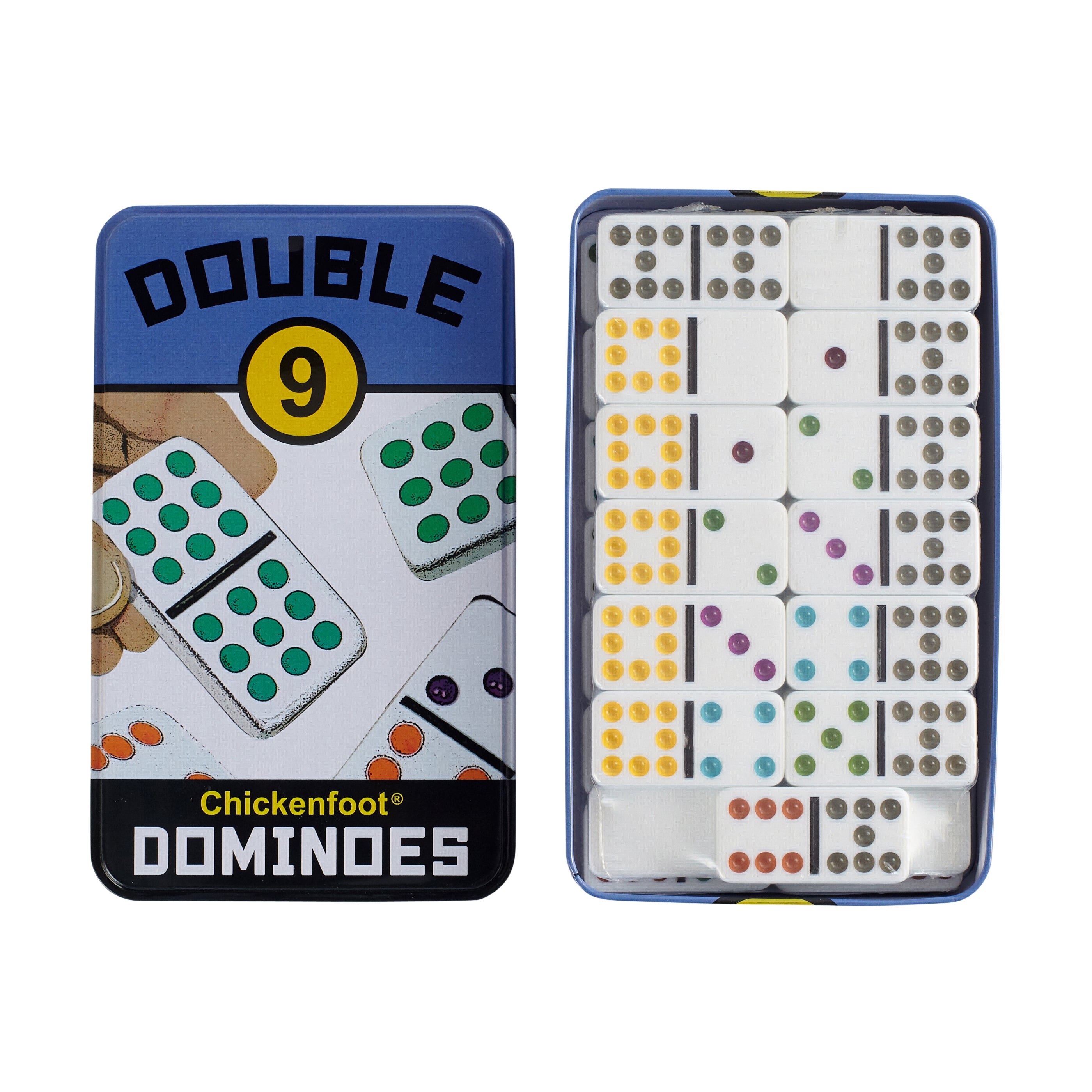 Premium Double 9 Chickenfoot Dominoes Set - 55 Professional Dominoes with Wooden Case - Perfect for Family Game Nights, Parties & Outdoor Camping