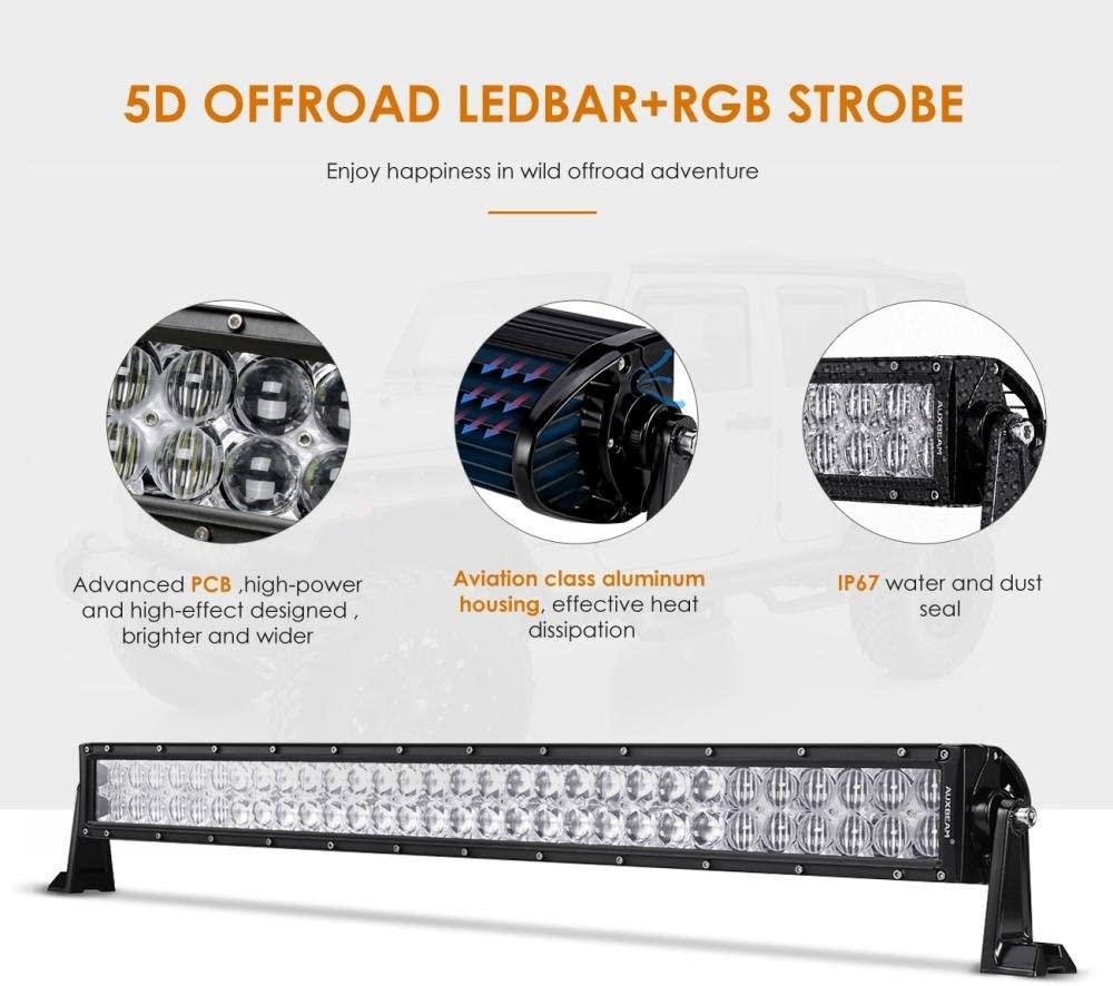 22/32/42V RGB Straight & Curved 5D Lens LED Light Bar Combo - Double Row Off-Road Lights for 2002 Ford F150 - Perfect for Trucks, Jeeps & ATV Night Driving & Off-Road Adventures