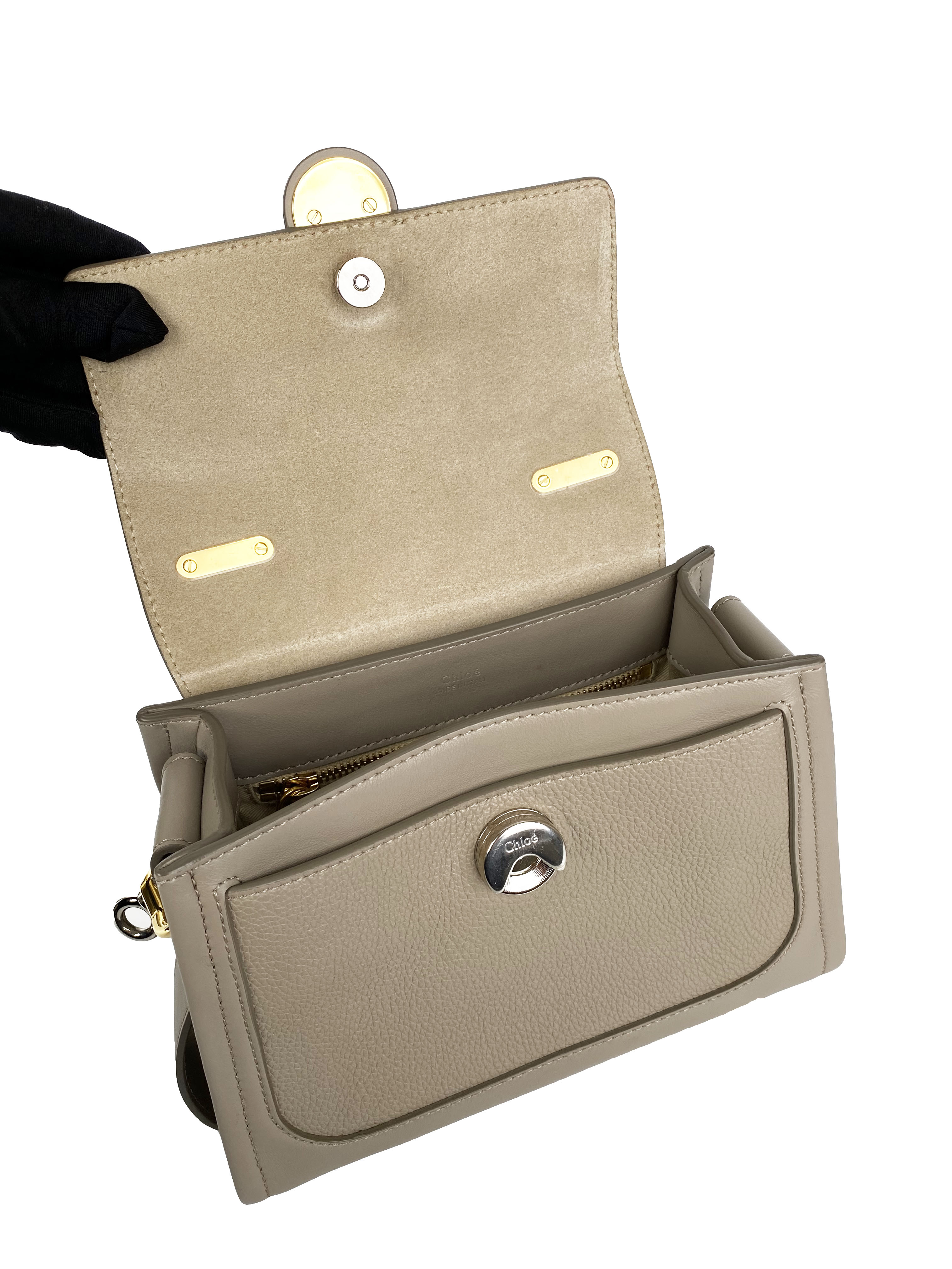 Chloe Motty Grey Mini Tess Day Bag - Stylish Crossbody Purse for Women, Fashionable Everyday Handbag for Work, Travel & Shopping