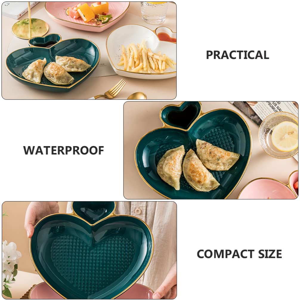 Heart-Shaped Dumpling Plate - Ceramic Salad & Snack Dish, Simple Dessert Plate for Restaurants & Home Tableware | Perfect for Valentine's Day, Romantic Dinners & Party Serving