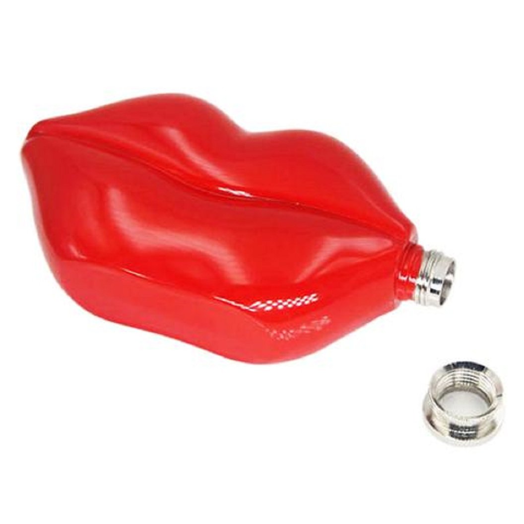 Hot Lips 5 oz Stainless Steel Flask with Funnel - Leakproof Travel Liquor Container for Outdoor, Camping & Parties | Portable Whiskey Flask Gift for Men & Women