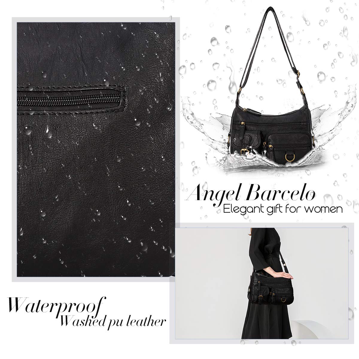 Angel Barcelo Crossbody Shoulder Bag - Women's PU Leather Purse for Daily Use & Travel