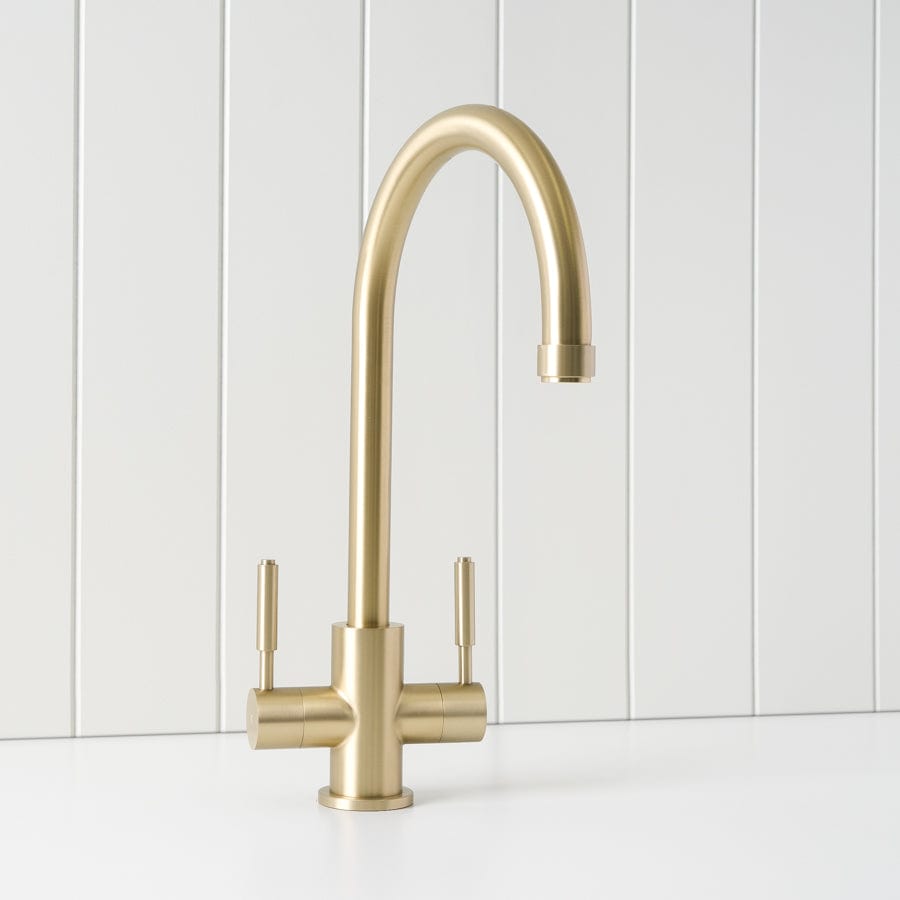 Premium Twin Tap Kitchen Faucet in Warm Brushed Nickel - Perfect for Modern Melbourne Homes & Stylish Kitchen Upgrades