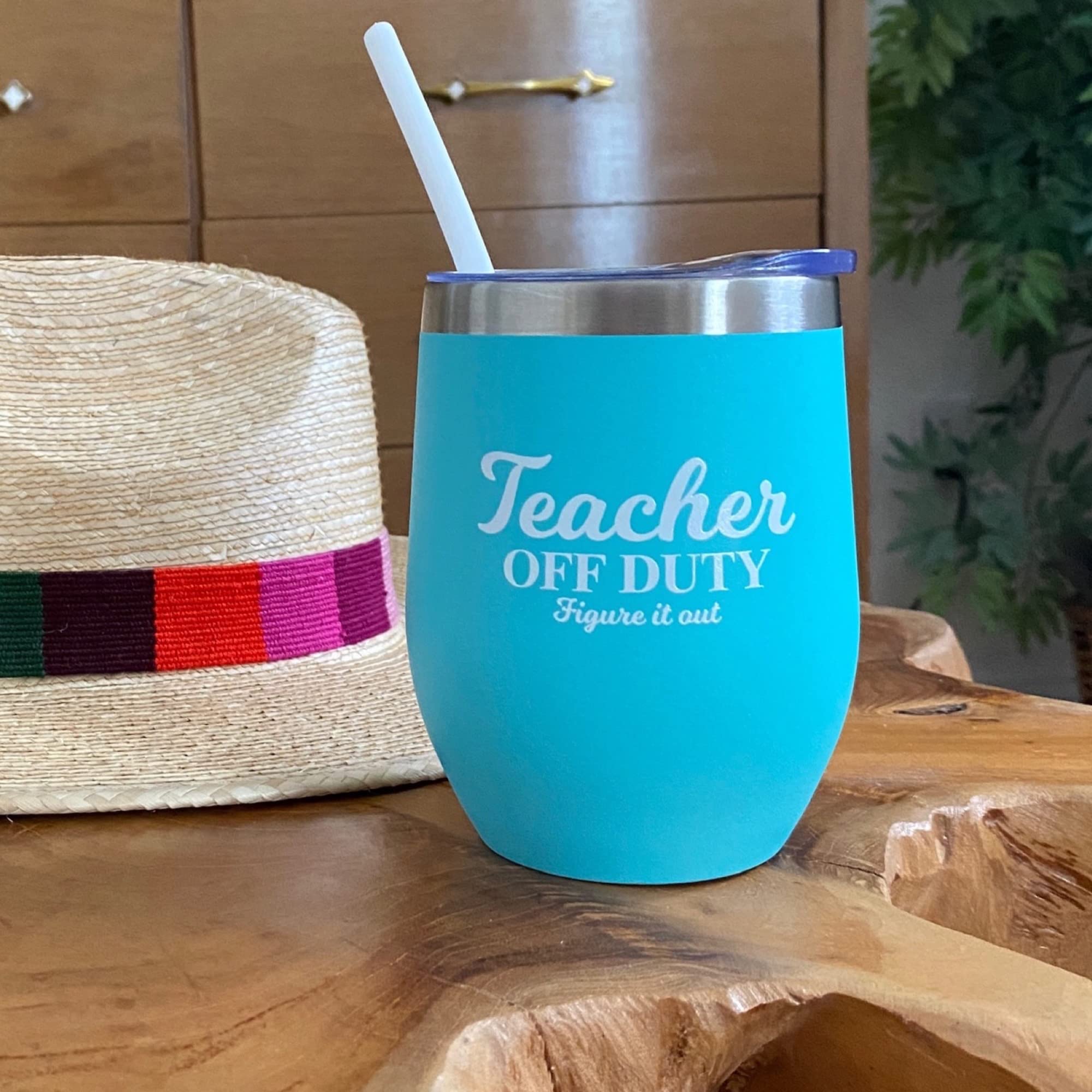 Best Teacher Mint 12oz Tumbler - Teacher Off Duty Cocktail Tumbler, Perfect Student Gift for Teacher Appreciation, End of Year Gift, Ideal for Classroom, Home, or Outdoor Use