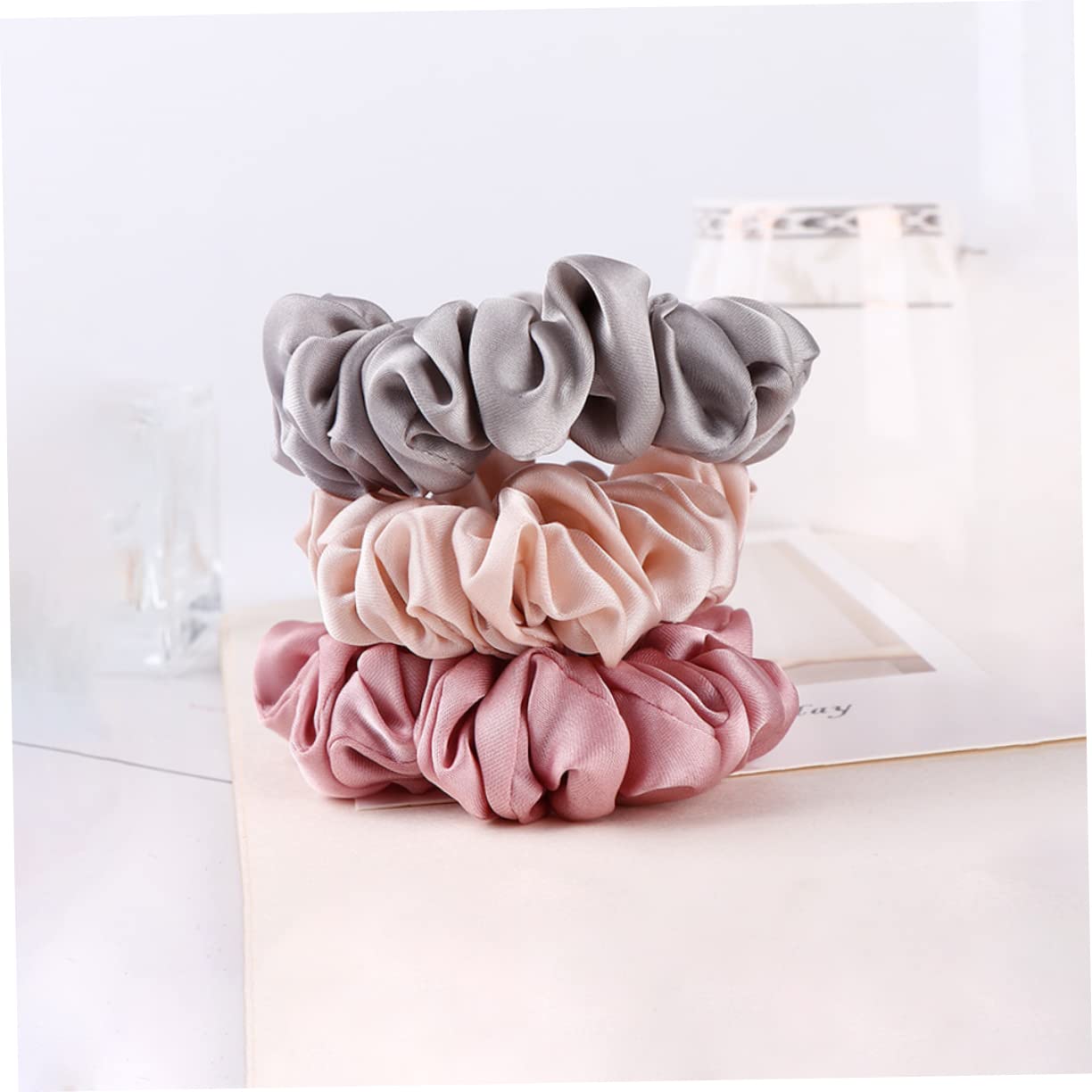 Minkissy 4 Pack Silk Scrunchies for Women - Soft Hair Ties & Ponytail Holders for Thin Hair, Gentle Hair Bands & Elastics - Perfect for Work, Gym, and Everyday Styling