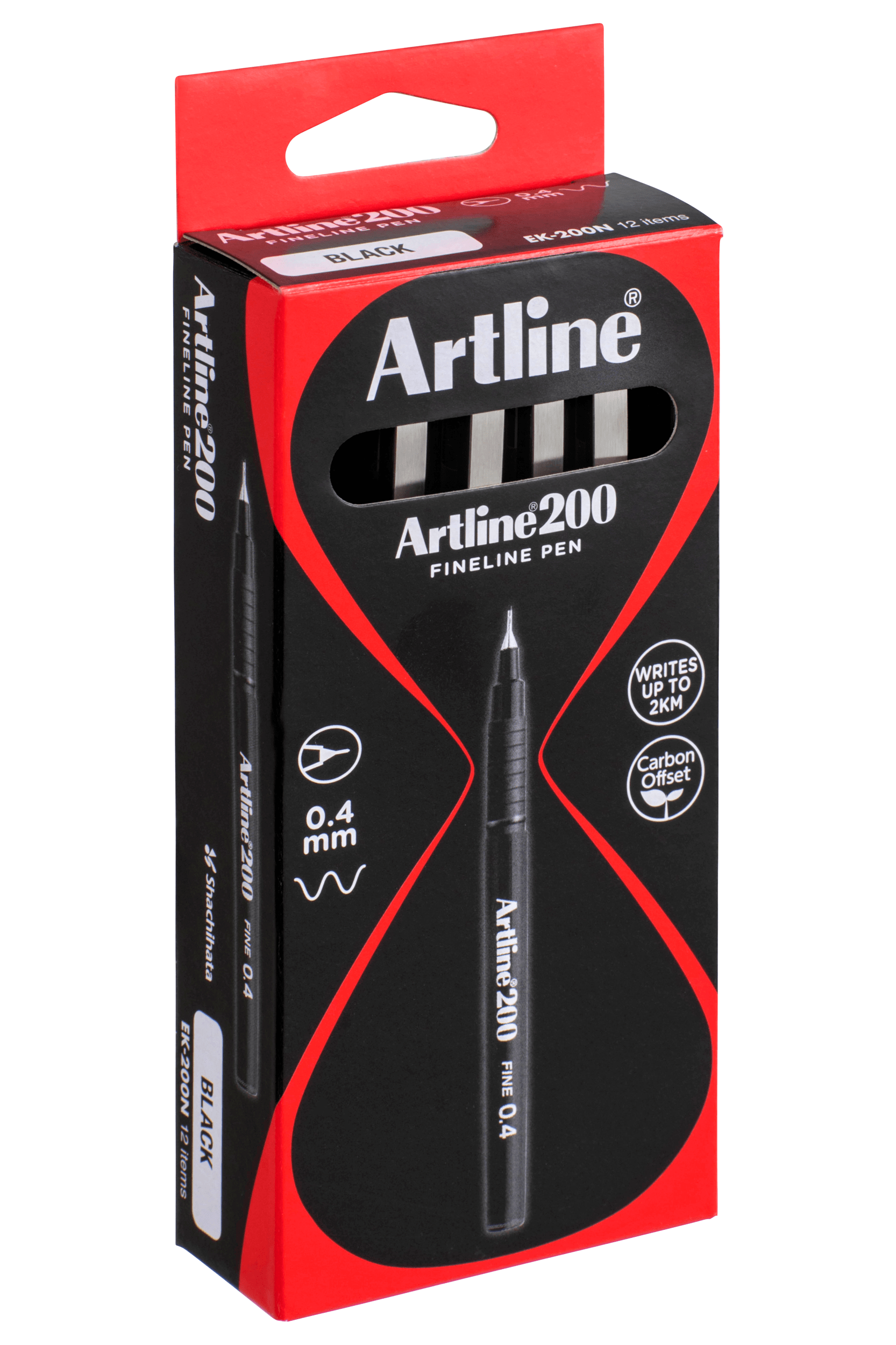 Artline 200 Fineliner Pen Set - 12 Pack of 0.4mm Black Fine Tip Markers for Drawing, Sketching & Note Taking - Perfect for Artists, Students & Office Use