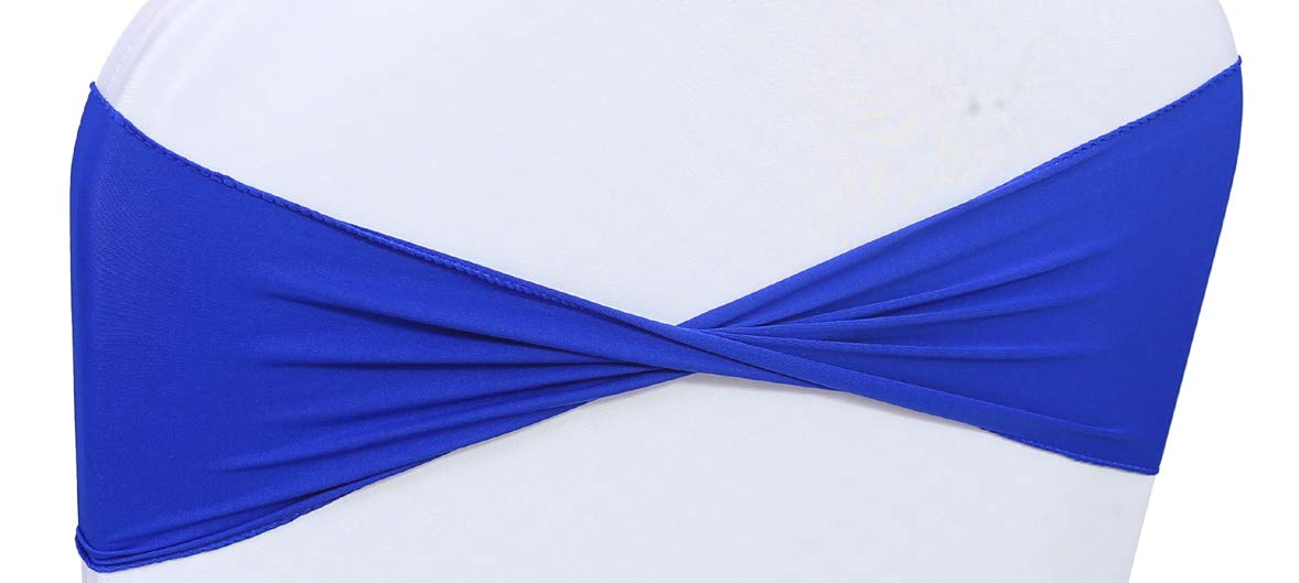 250 PCS Spandex Wedding Chair Bands Sashes Bow Tie Set - Royal Blue for Wedding Decorations, Banquet, Party & Event Chair Covers