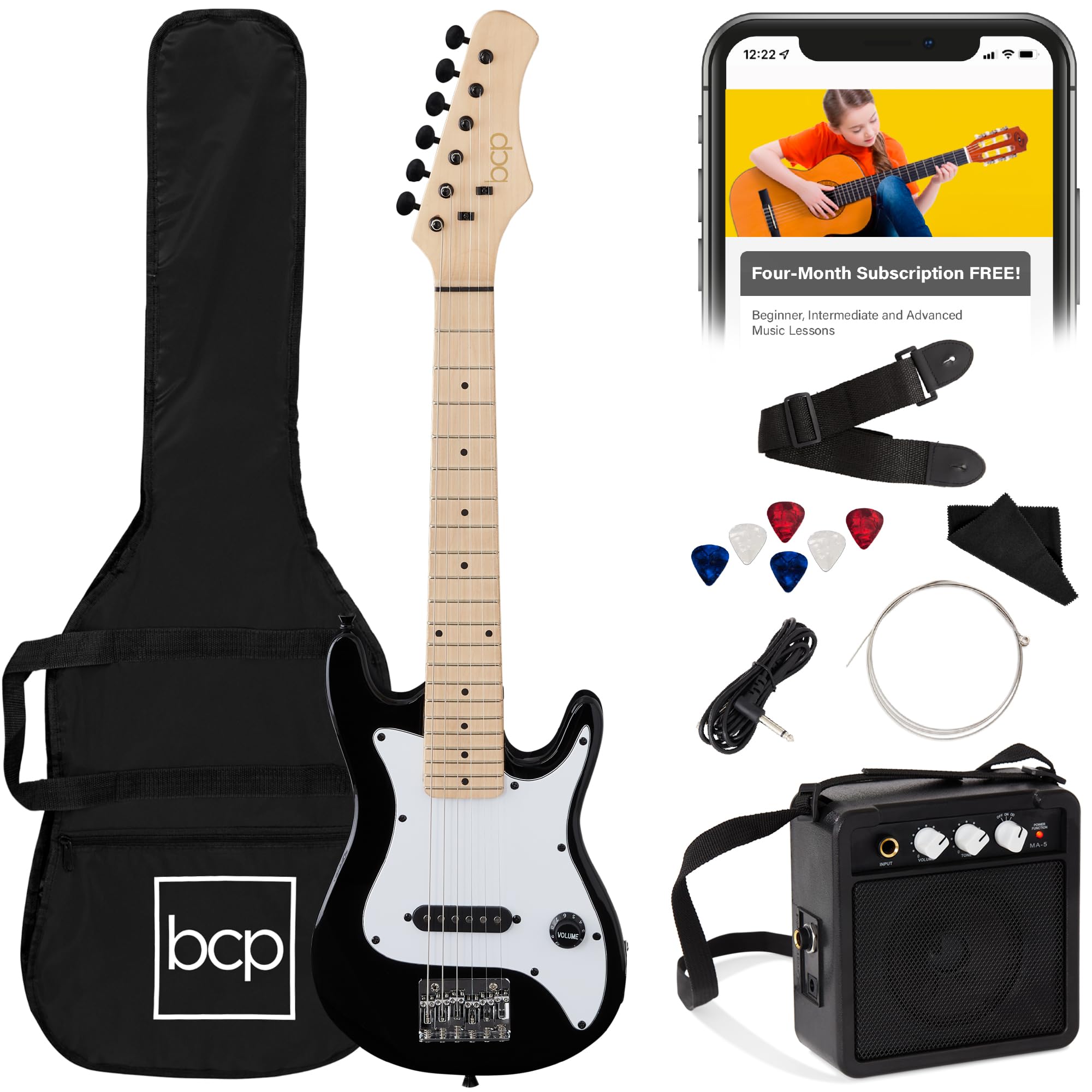 Best Choice Products 30-inch Electric Guitar Starter Kit for Beginners with 5W Amp, Gig Bag, Strap, Strings & Picks - Black | Perfect for Learning, Practice & Home Performances