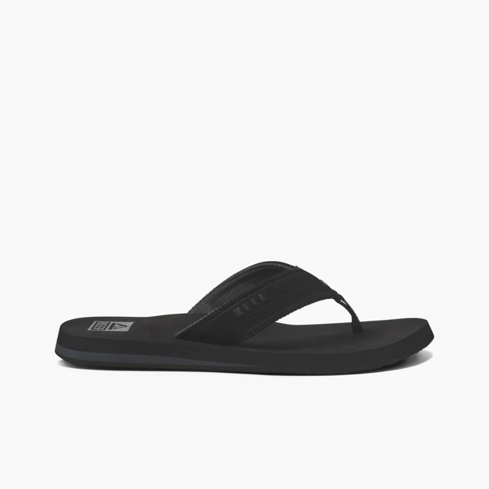 Reef Layback All Black Men's Sandals - Comfortable Beach & Outdoor Flip Flops for Summer Walking, Travel, and Casual Wear