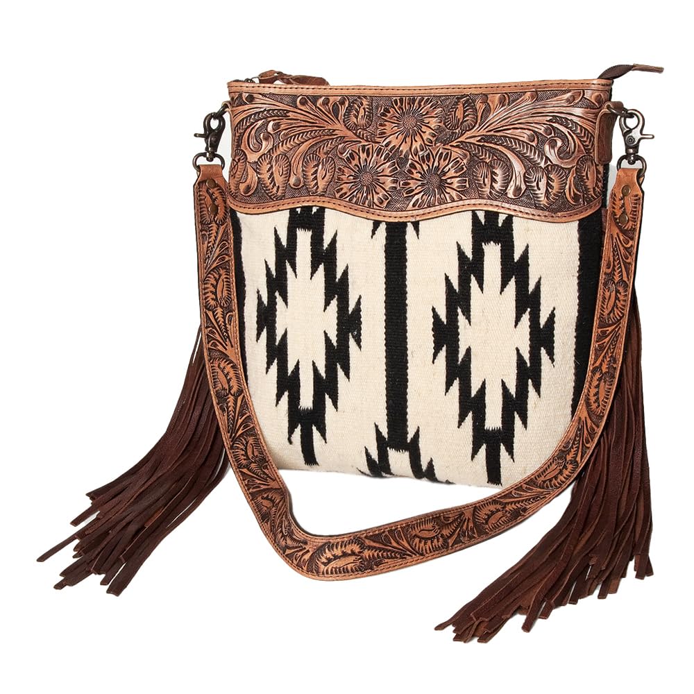 American Darling Signature Crossbody Bag – Genuine Hand-Tooled Saddle Blanket Leather Western Purse for Women | Stylish & Durable Shoulder Bag | Perfect for Casual Outings, Date Nights & Western Fashion