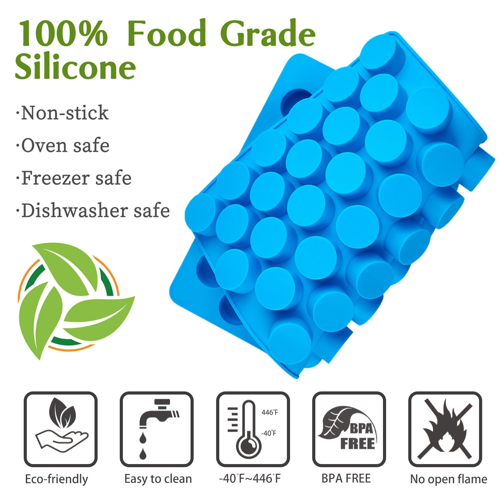 JOERSH Round Silicone Candy Molds - 220 Cavity for Hard Candy, Gummy, Caramel, Chocolate, Ganache & Ice Cubes - Perfect for DIY Candy Making, Baking & Party Treats