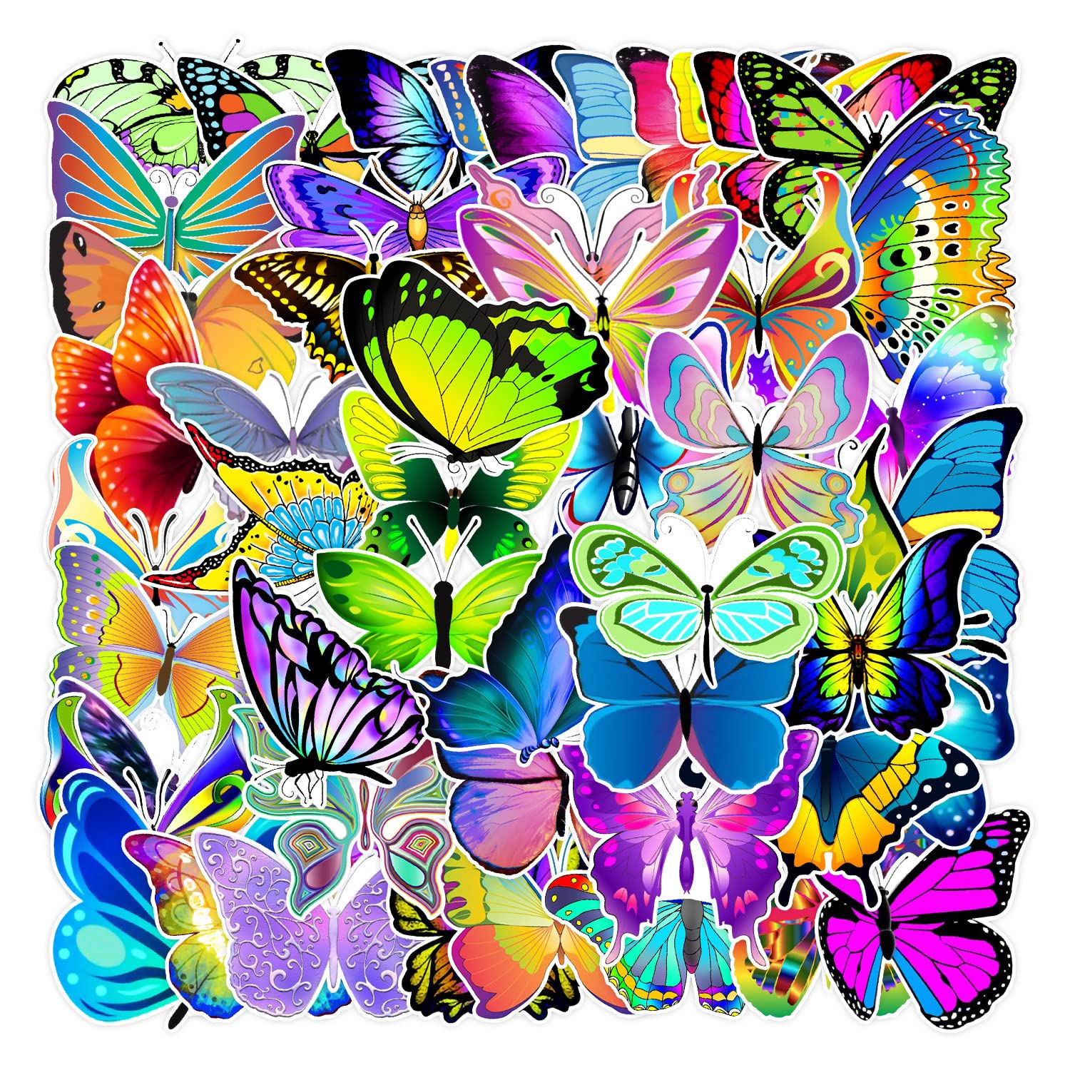 **50PCS Butterfly Stickers - Waterproof Vinyl Decals for Water Bottles, Laptops, Skateboards, Phones & Luggage - Cute DIY Stickers for Kids, Teens & Adults - Perfect for Scrapbooking, School & Travel**