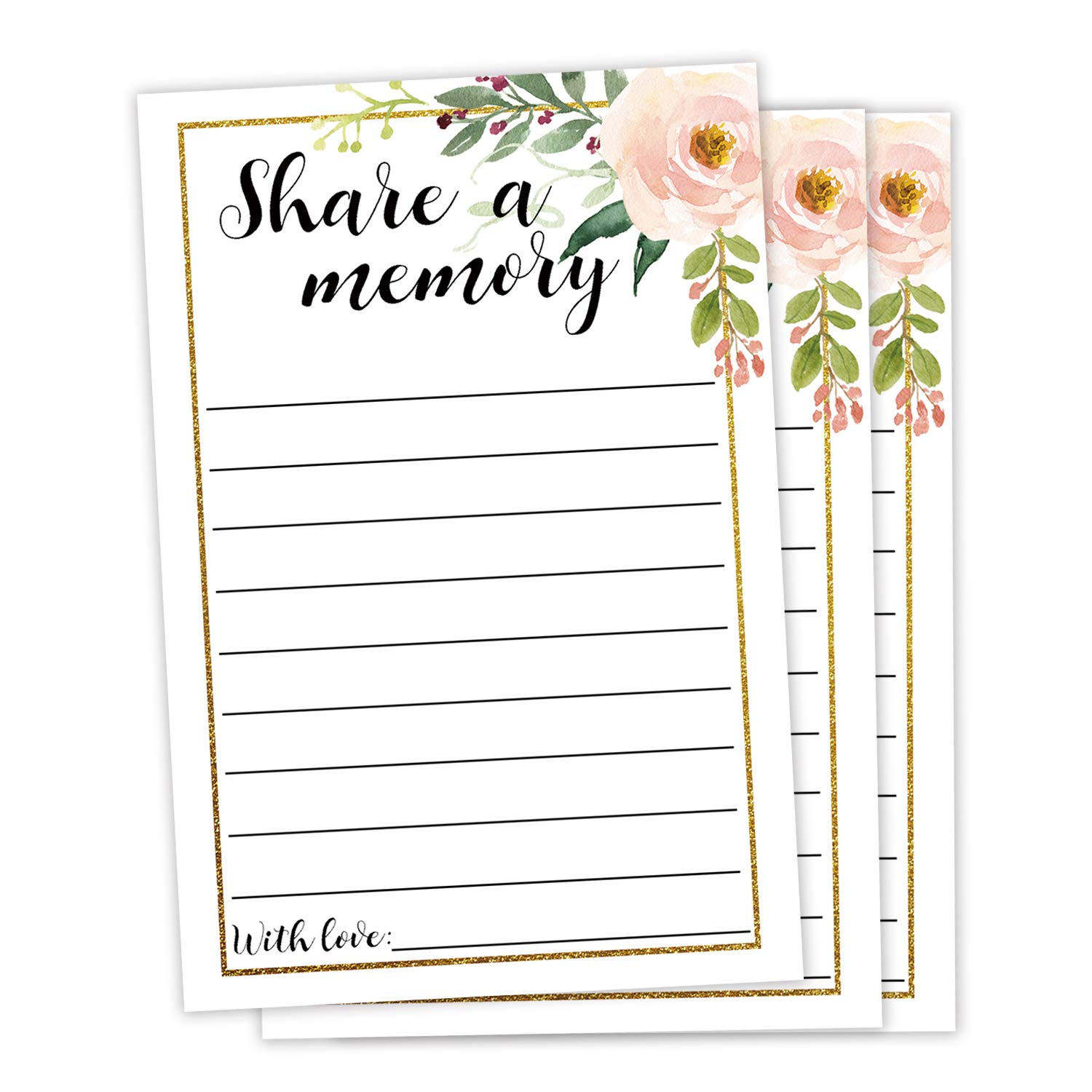 50 Share a Memory Cards - Funeral Guest Book & Memorial Cards for Life Celebrations, Graduation, Wedding, Retirement, Going Away Party - 4x6 Inch - Perfect for Memorial Services, Family Gatherings & Special Events