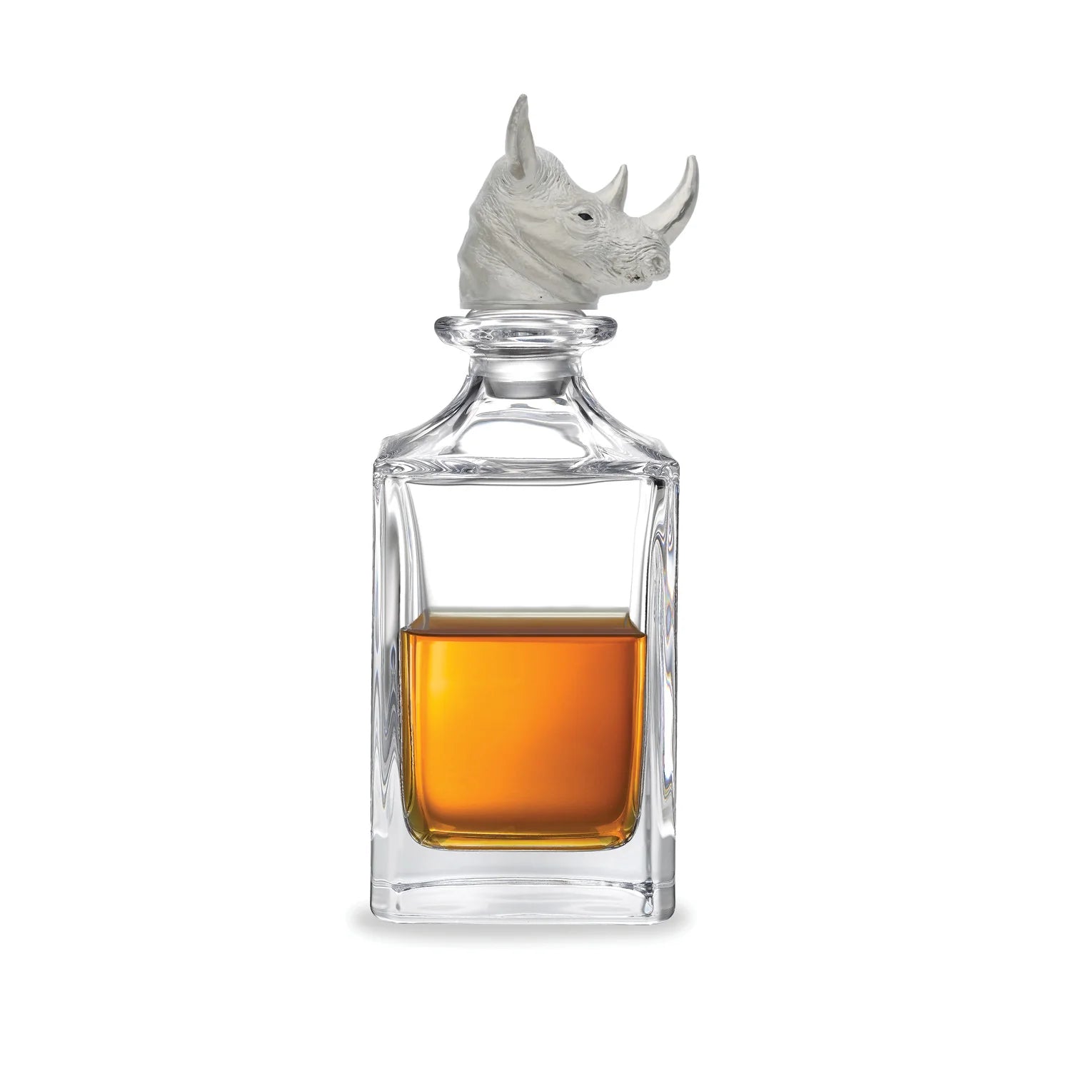 Deakin & Francis Luxury Rhino Head Crystal Decanter - Elegant Whiskey & Wine Decanter for Home Bar, Gifts & Special Occasions