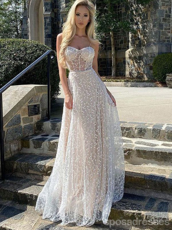 Elegant Spaghetti Strap A-Line Maxi Long Prom Party Dresses for Women - Perfect for Homecoming, Evening Gala & Formal Events | Style #13300