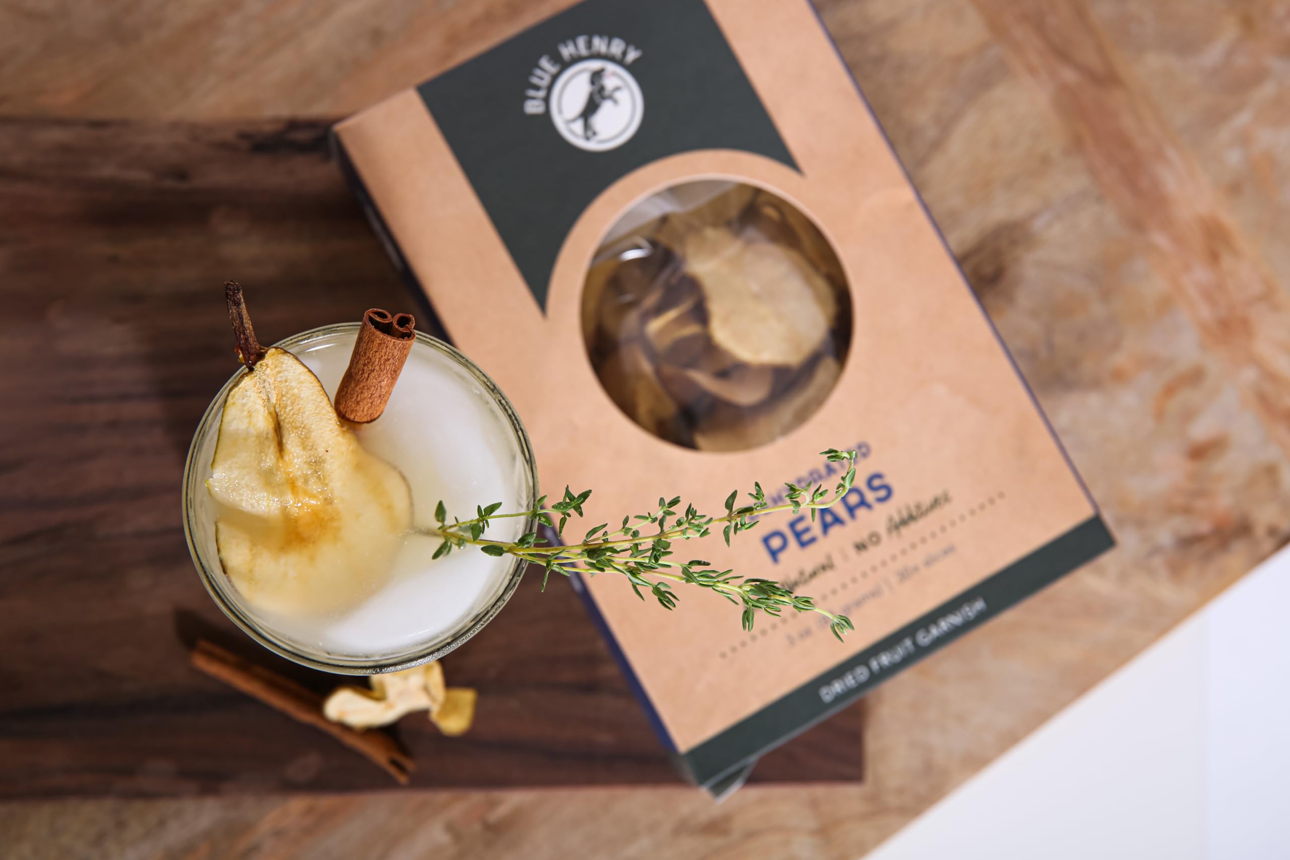 BlueHenry Dehydrated Pear Slices - 3oz Bag (30+ Slices) | All Natural, Vegan, Gluten-Free Snacks | Made in USA | Perfect for Cocktail Garnish, Baking Recipes & Healthy Snacking
