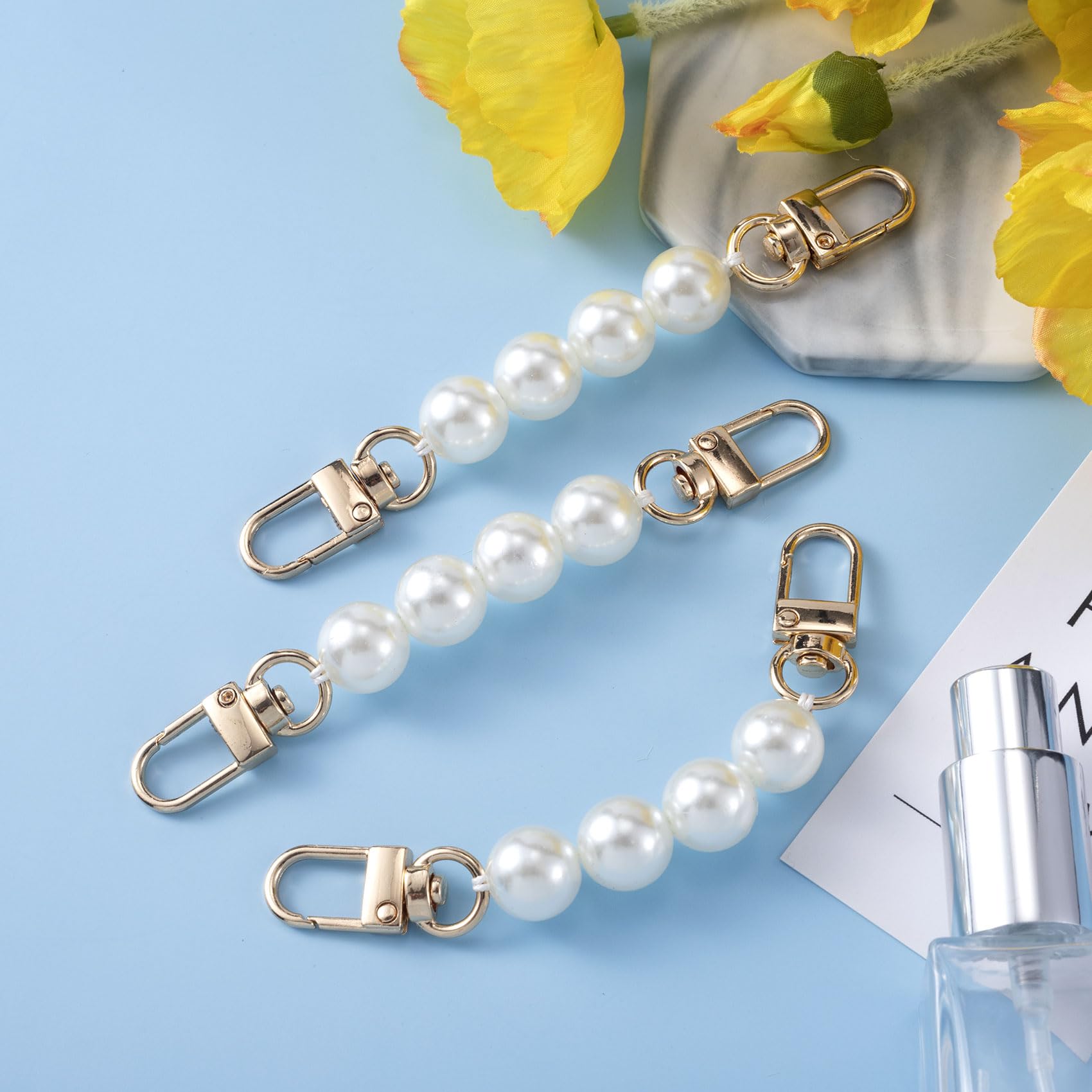 Joez Wonderful 4Pcs Pearl Purse Extender Chain Strap - Adjustable Bag Strap Extender for Women's Handbags, Luxury Pearl Chain Replacement Accessory (12 cm) - Perfect for Evening Bags, Clutches & Shoulder Bags