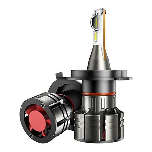 MARSFLUX H4/9003/HB2 LED Headlight Bulbs - 60W 12000 Lumens Super Bright 6500K Cool White Conversion Kit - 12000 RPM Cooling Fan - Plug and Play Halogen Replacement - IP68 Waterproof - Pack of 2 - Perfect for Night Driving, Off-Roading & Foggy Conditions