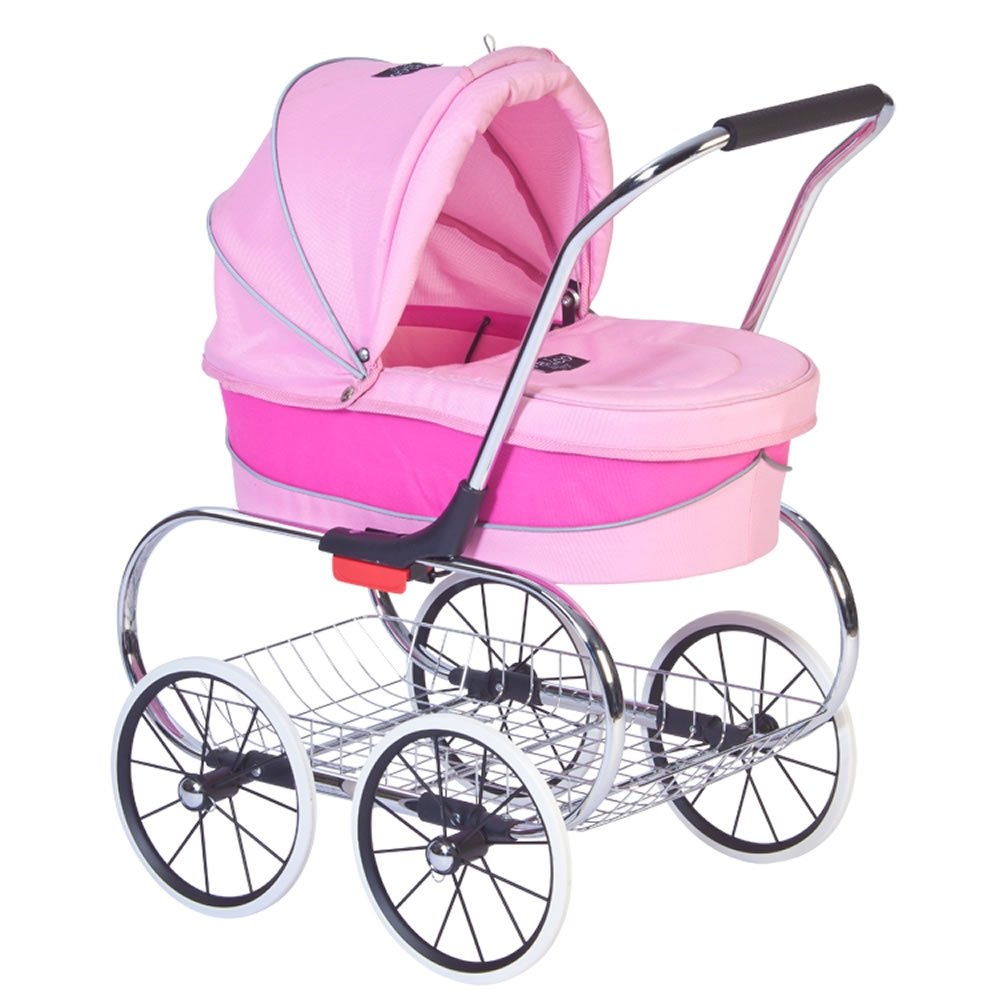 Valco Baby Classic Pink Doll Stroller with Removable Bassinet - Timeless Design for Imaginative Play, Perfect Gift for Toddlers & Kids (Indoor/Outdoor Use, Birthday Parties, Pretend Play)