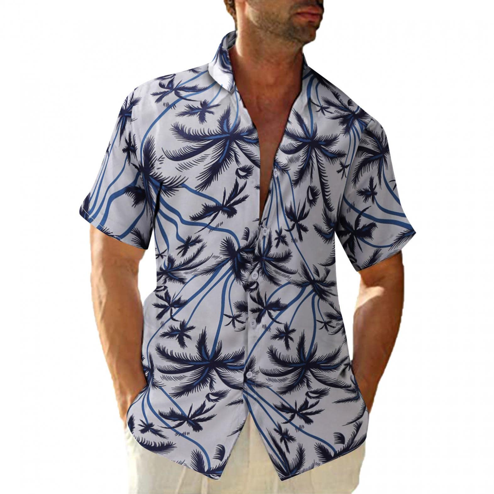TOWMUS Men's Hawaiian Shirts - Short Sleeve Printed Button Down Shirt for Summer Beach Vacation, Tropical Party & Casual Wear | Lightweight Breathable Fabric for Outdoor Activities