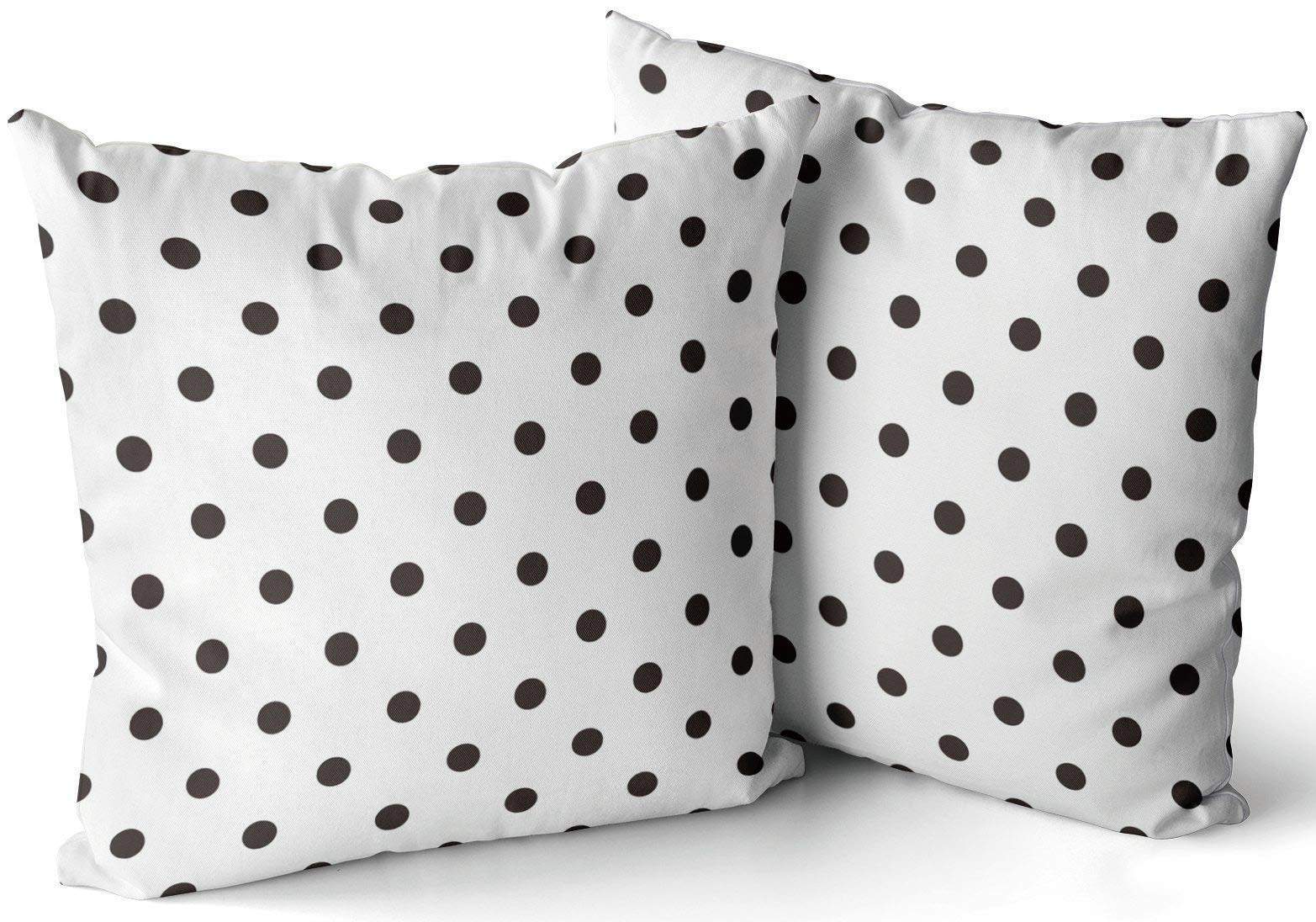 Black and White Polka Dot Square Throw Pillow Covers 18x18 Inch - Double Sided Printed Decorative Sofa Pillow Cases (Set of 2) for Living Room, Bedroom & Home Decor