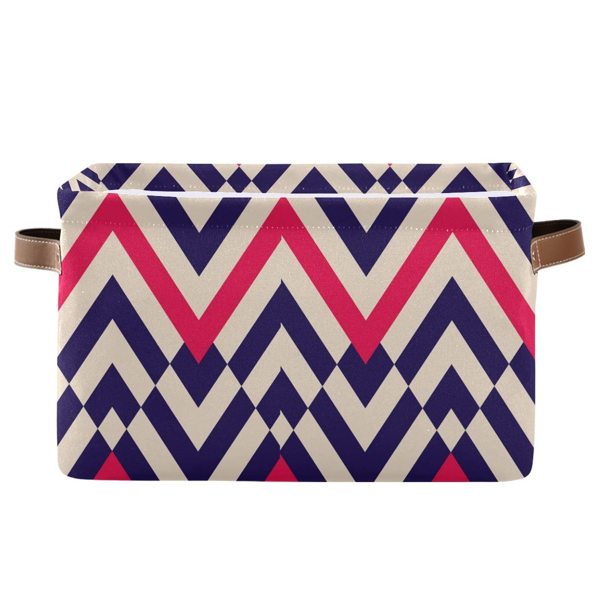 Geometric Chevron Pattern Square Storage Basket - Canvas Storage Bin Organizer for Closet, Shelf, Home & Office - Perfect for Organizing Toys, Books, and Office Supplies (1 Piece)