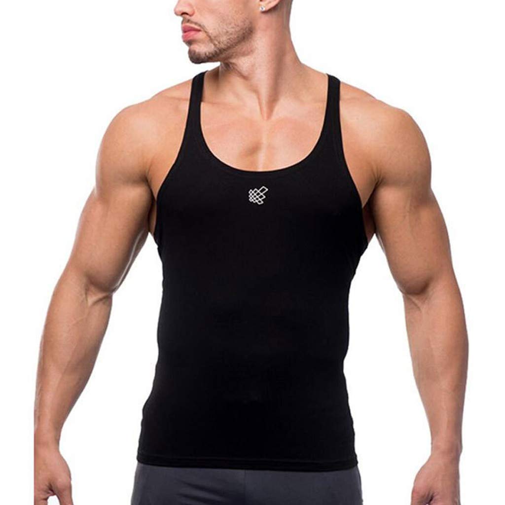 iOPQO Men's Sleeveless Workout Shirt - Bodybuilding Tank Top, Fitness Vest, Gym & Running Athletic Wear, Breathable Quick-Dry Sport Shirt for Men (Black, XXL) - Perfect for Weightlifting, CrossFit & Summer Outdoor Activities