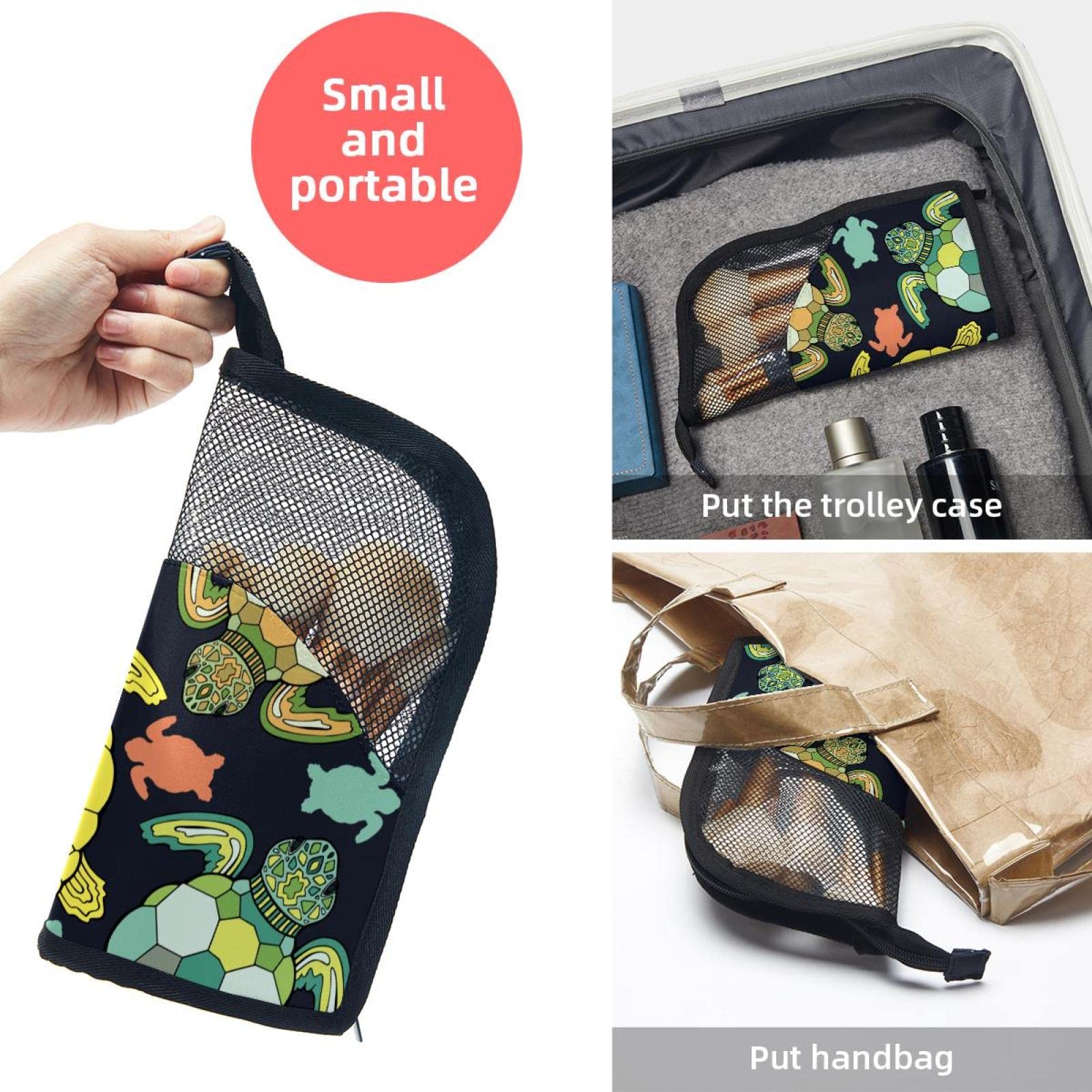 12-Piece Makeup Brush Organizer Bag with Ethnic Sea Turtle Design - Portable Travel Cosmetic Brush Holder Case for Professional Makeup Artists & Beauty Enthusiasts - Perfect for Travel, Home Storage & Salon Use