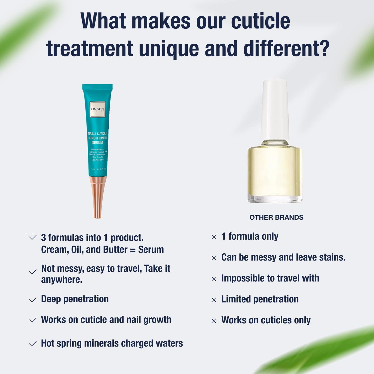 Onsen Secret Nail Reboot Duo Set - Natural Nail Treatment & Cuticle Repair Cream for Damaged Nails - 15ml Cuticle Conditioner & 10ml Nail Reboot Oil - Visible Results for Strong Healthy Nails - Perfect for Home Manicures & Nail Care Routine