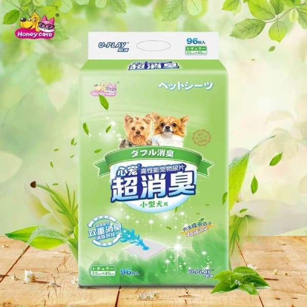 Honey Care U Play Green Tea Pee Pads for Dogs - 2 Sizes (Small & Large) - Super Absorbent Puppy Training Pads for Indoor Use, Crate Training & Housebreaking