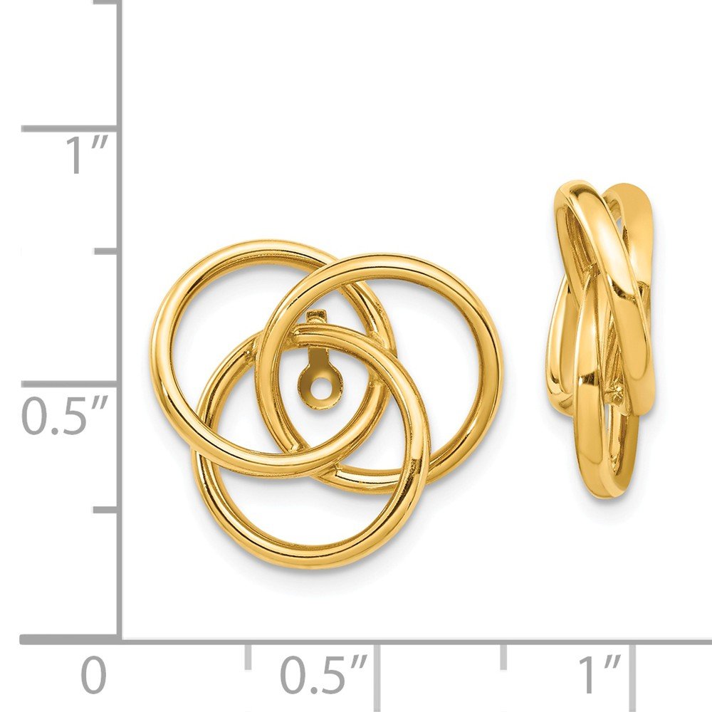14K Yellow Gold Love Knot Earring Jackets - 16mm x 17mm Polished Solid Gold Earrings for Women, Perfect for Weddings, Parties & Special Occasions