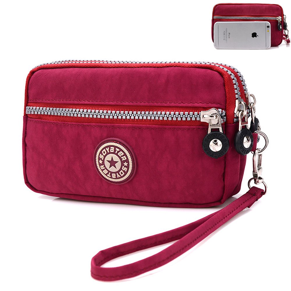 Waterproof Nylon Wristlet Bag with Dual Zipper Layers - Slim Clutch Purse for Women, Phone Wallet with Card Slots & Money Pocket - Perfect for Travel, Shopping and Everyday Use