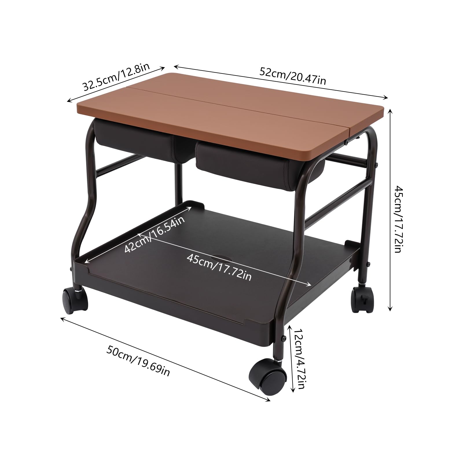 Professional Pedicure Cart with Wheels - Adjustable Foot Rest Stool for Manicure & Massage - Portable Salon Spa Station (Coffee Brown) - Perfect for Nail Salons, Home Spas & Beauty Treatments
