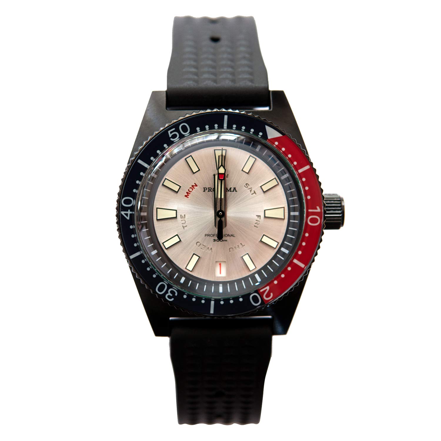 PROXIMA Men's Automatic Dive Watch - 200m Waterproof Self-Winding Mechanical Wristwatch with Super Luminous C3 & Sapphire Crystal, Black Rubber Strap - Perfect for Scuba Diving, Swimming & Outdoor Adventures