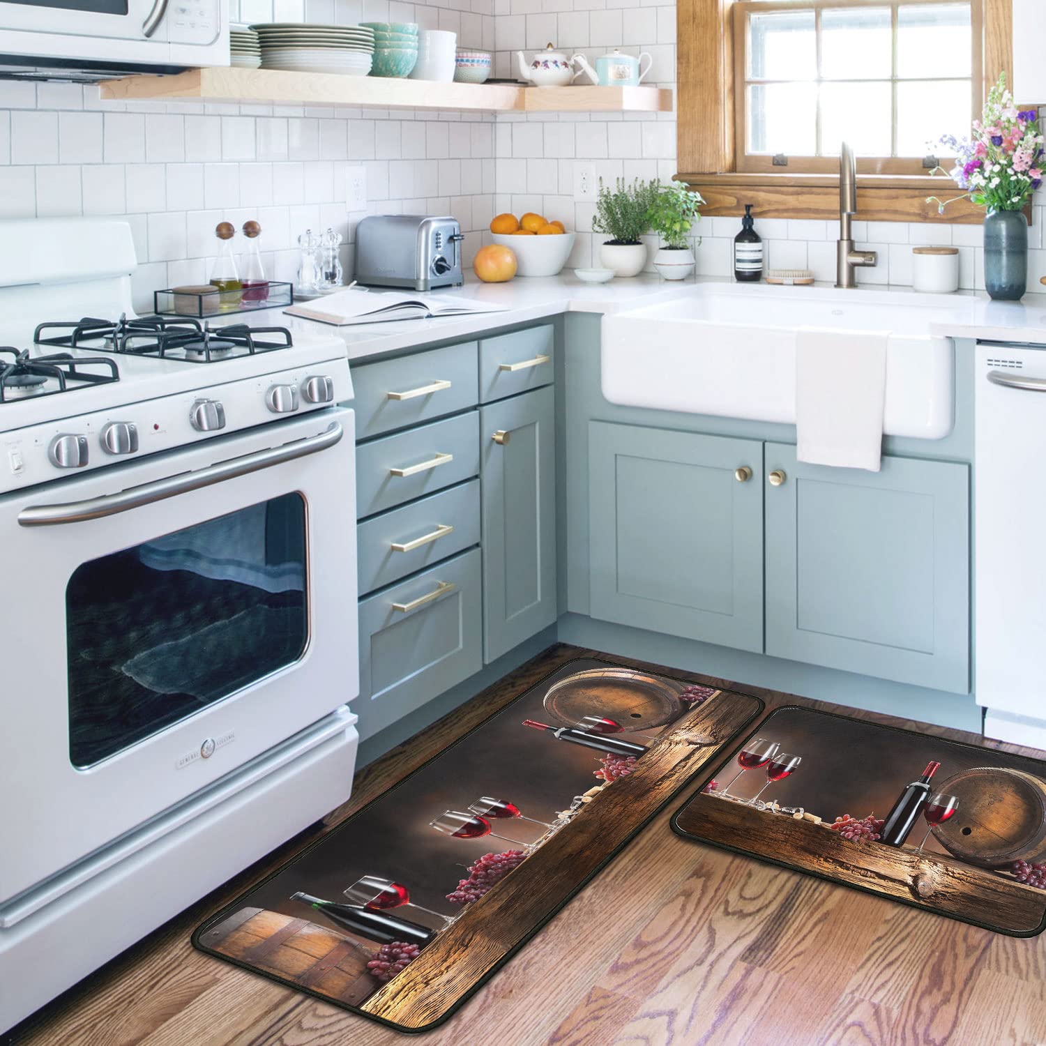 Non-Slip Washable Absorbent Microfiber Kitchen Rugs Set of 2 - 17