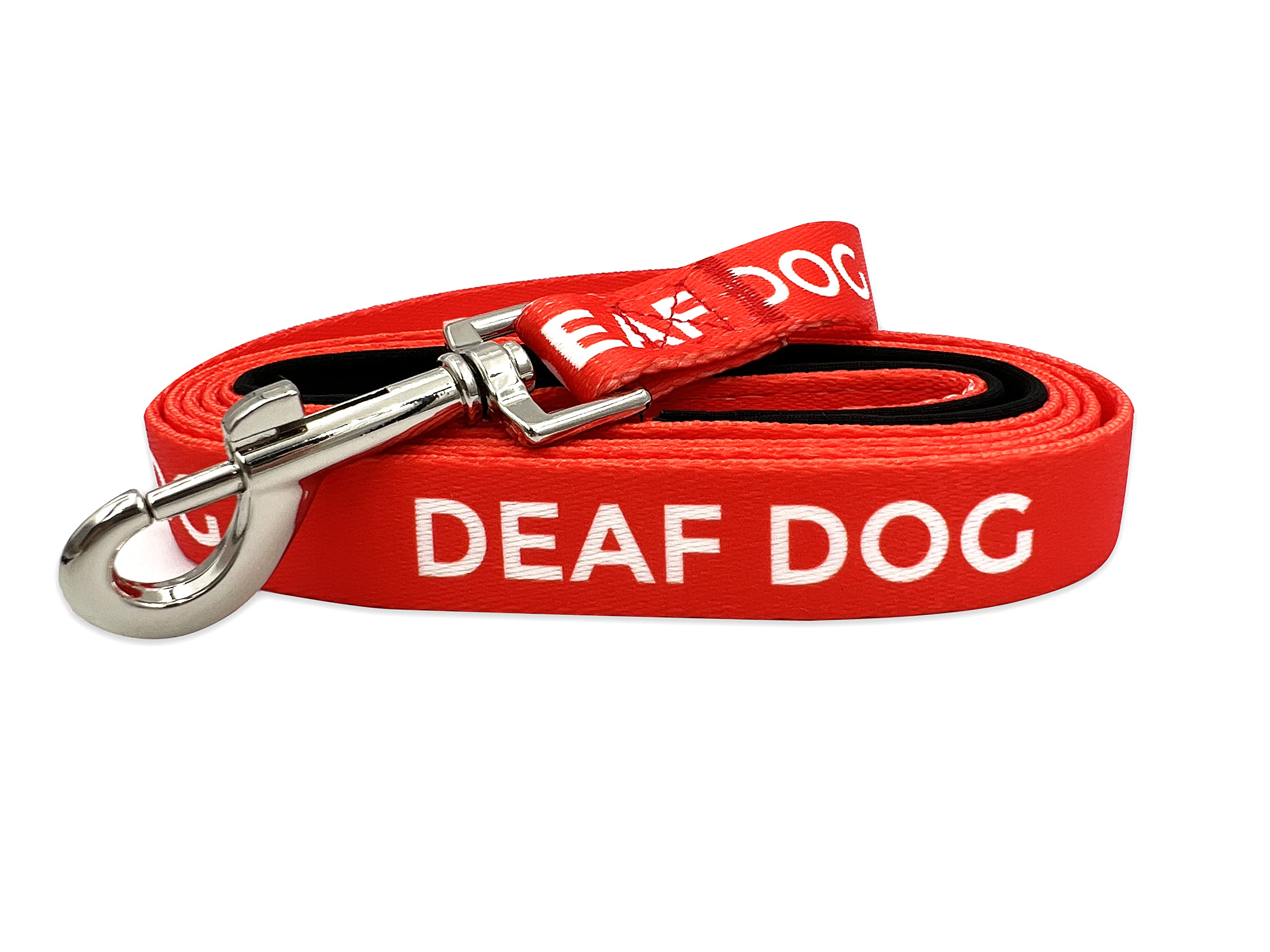 Deaf Dog Leash with Hearing Impaired Warning - Padded Handle Safety Leash for Small Medium Large Dogs - Red (Small) - Perfect for Walks, Training & Outdoor Adventures with Hearing-Challenged Pets