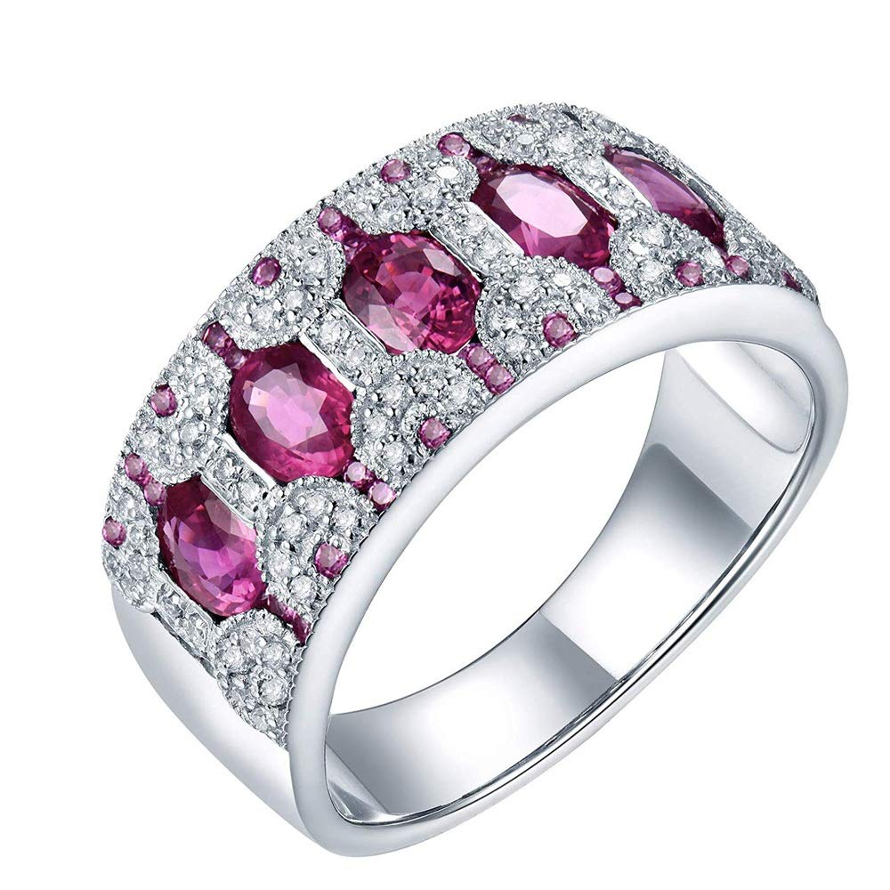 14K White Gold Pink Sapphire and Diamond Engagement Ring for Women - Elegant Wedding Band, Perfect for Proposals, Anniversaries & Special Occasions
