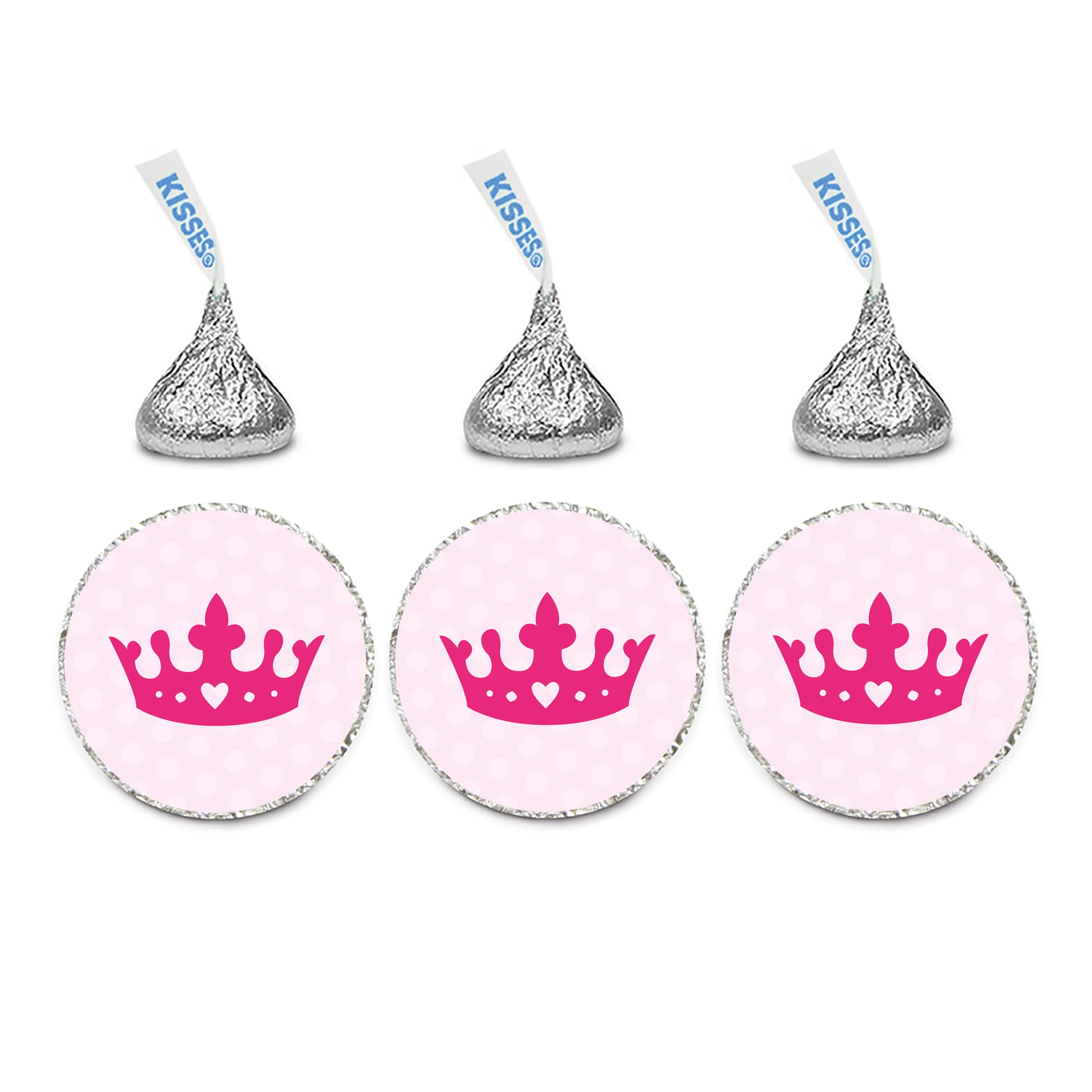 Andaz Press Chocolate Drop Labels Stickers - 216-Pack for Baby Showers, Princess Crown Parties, Kisses Favors, Birthday Gifts & Decorations - Perfect for Candy Wrapping, Party Favors, and Event Decor