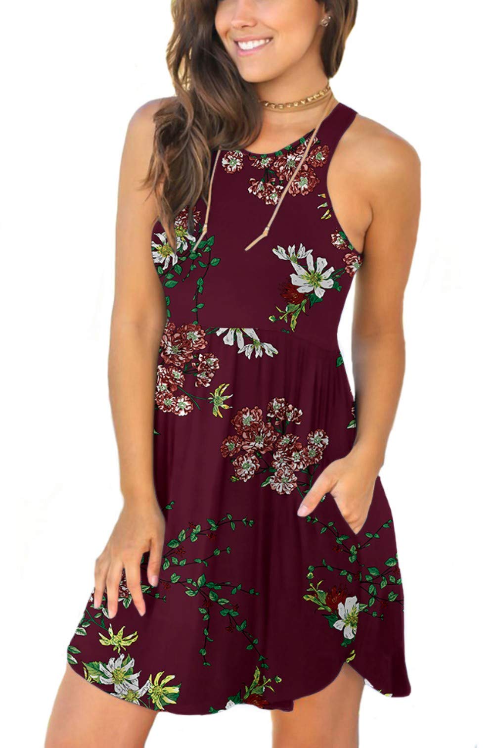 Women's Casual Sleeveless Loose Fit Short Dress with Pockets - Plain Summer Sundress for Beach, Vacation & Everyday Wear