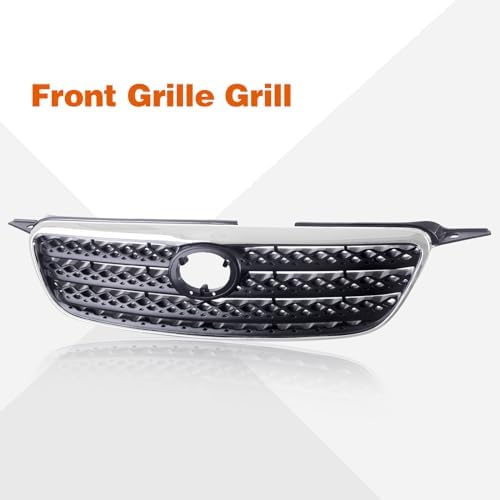 Perfit Liner Front Grille Grill Chrome Molding with Gray Insert for 2005-2008 Toyota Corolla | TO1200278 5310002090 | Perfect for Car Customization & Auto Body Upgrades
