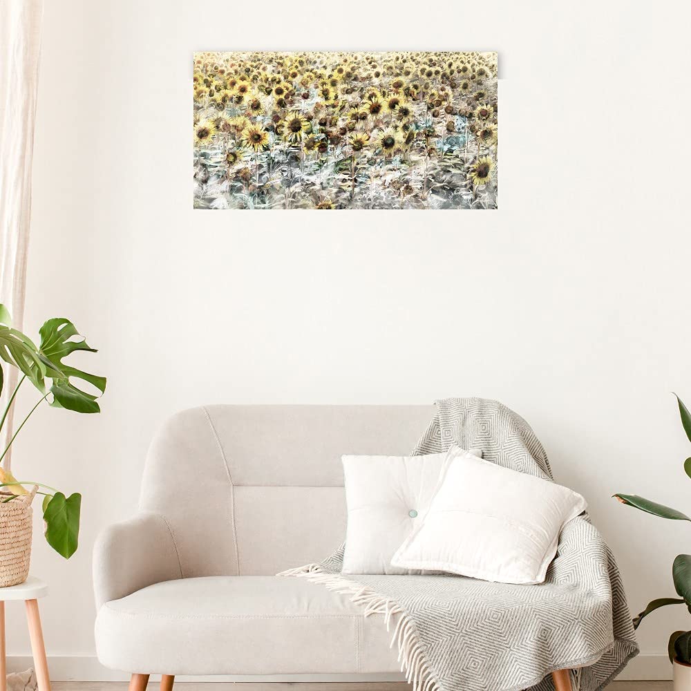 Sunflower Meadow Fine Art Canvas Wall Decor - Hand Painted Floral Landscape Painting for Living Room, Bedroom, Office - Ready to Hang 50x26 Inches - Perfect for Home Decor & Gift Giving