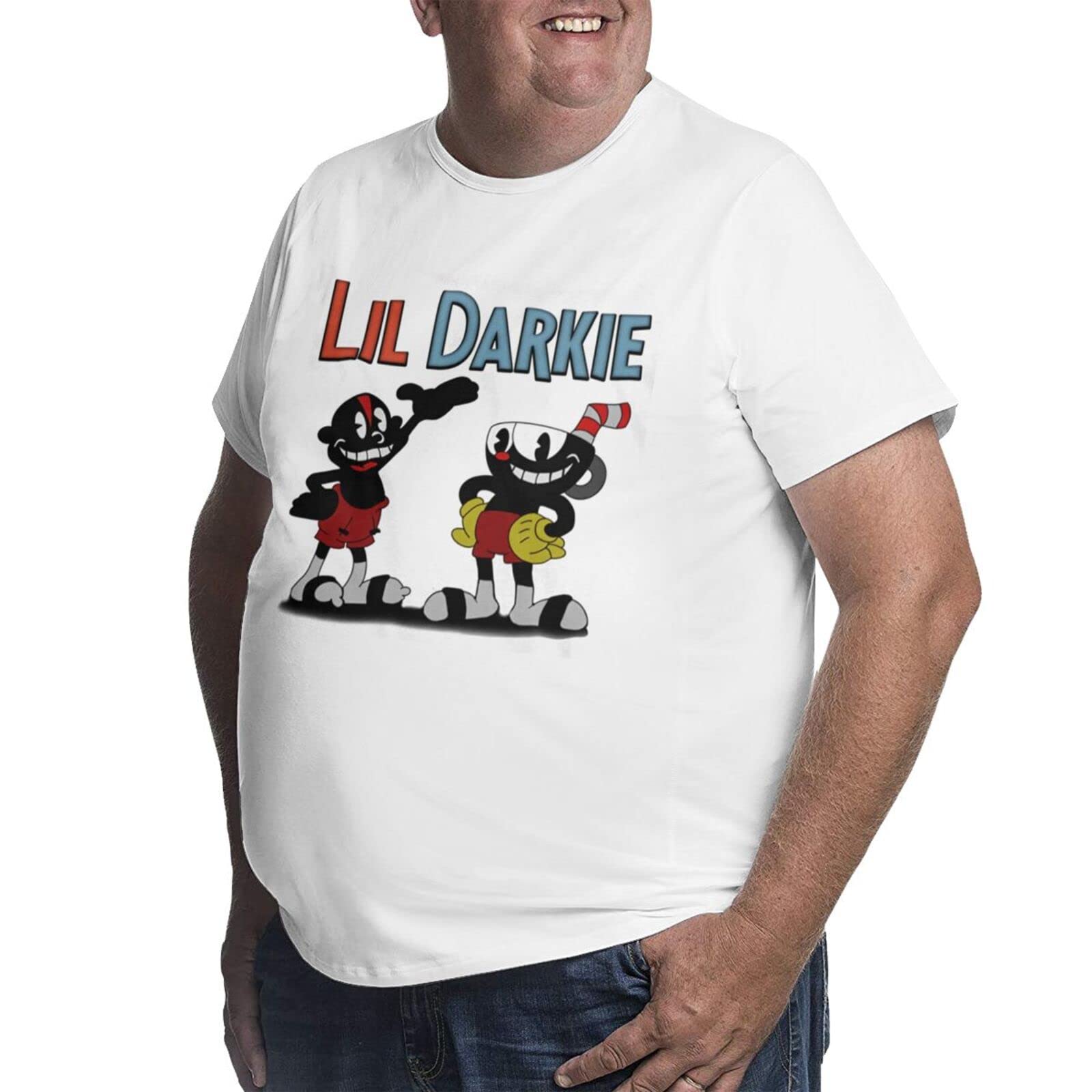 Lil Darkie Oversized Cotton T-Shirt for Men - Big & Tall Short Sleeve Tee - White Casual Streetwear Shirt for Concerts, Skateboarding & Urban Fashion