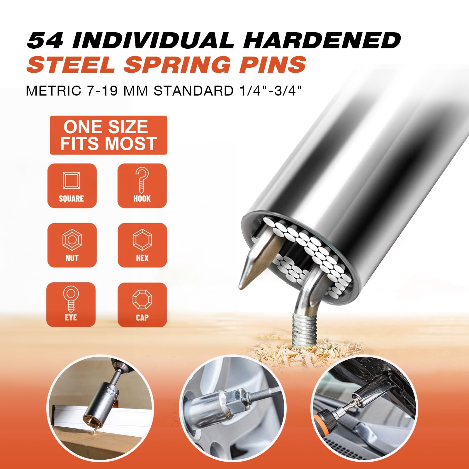 Universal Socket Wrench Set - 2PC Adjustable Mechanic Tool for Nuts, Bolts & DIY Repairs | Perfect Gift for Men, Dad, Boyfriend (Silver) | Ideal for Automotive, Home Improvement & Emergency Fixes