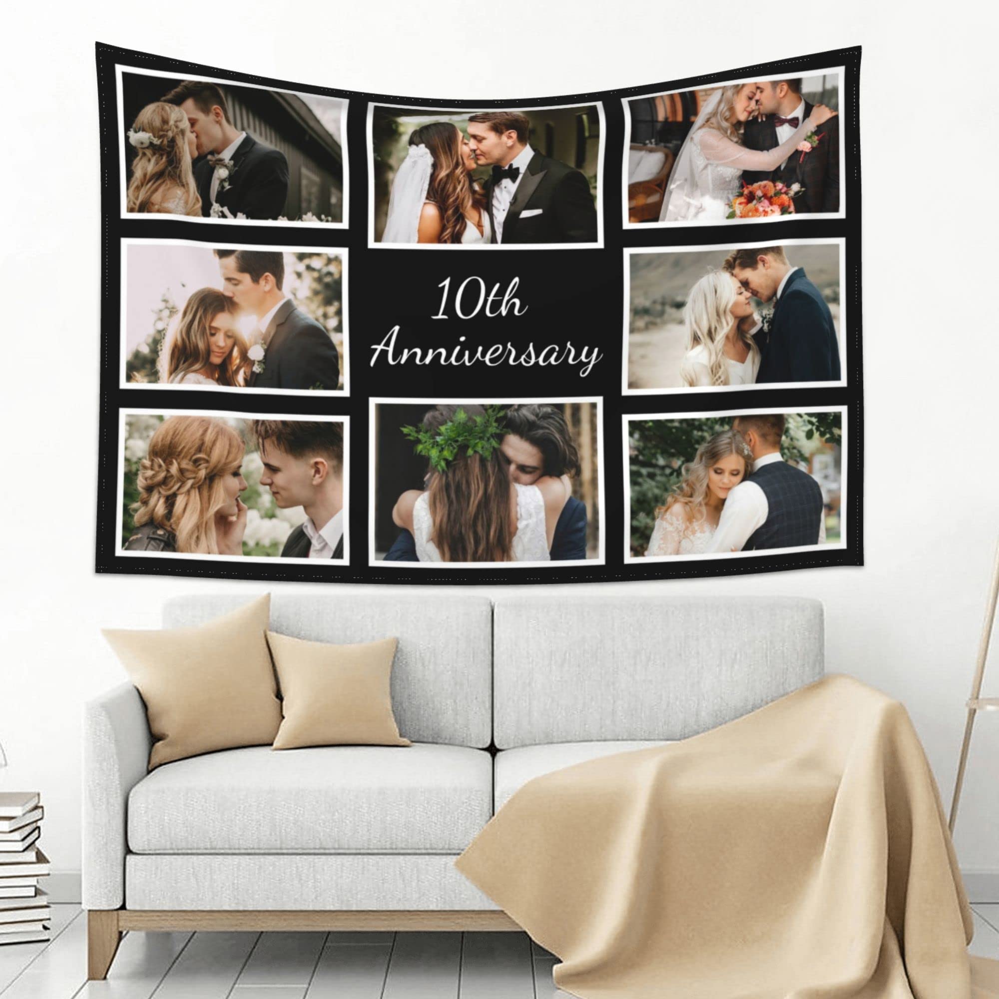 Custom Anniversary Tapestry - Personalized Date & Text Wall Hanging for Bedroom, Living Room Decor - Perfect Wedding, Couple Gift for Home Decorations