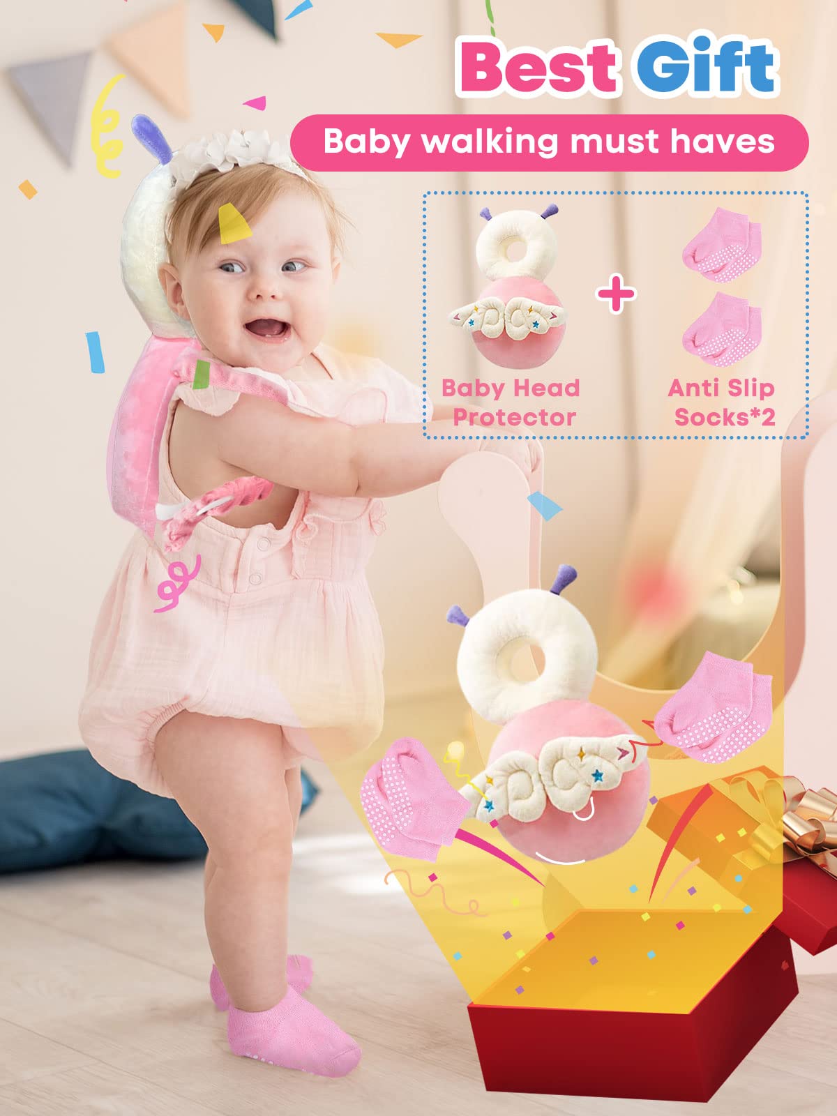 Baby Head Protector - Adjustable Safety Cushion for Toddlers Learning to Sit, Crawl & Walk | Soft Backpack Design for Fall Protection | Perfect for Home, Daycare & Outdoor Play