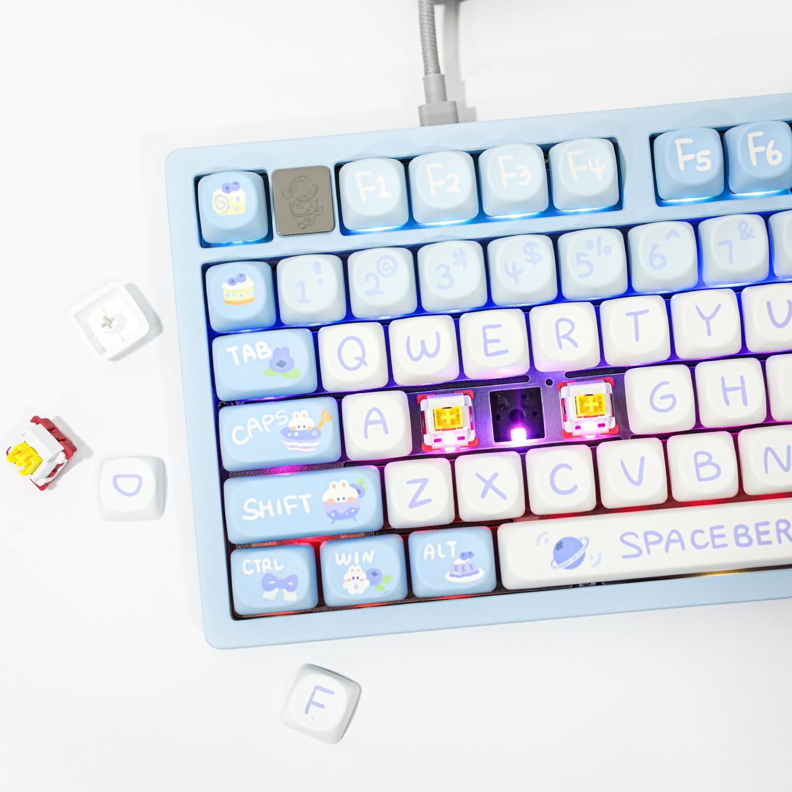 EPOMAKER x LEOBOG Hi75 Wired Mechanical Gaming Keyboard - Aluminum Alloy Frame, RGB Backlit, Hot-Swappable Nimbus Switches, Mode-Switching Knob (White Blue) - Perfect for PC Gaming, Typing & Office Work