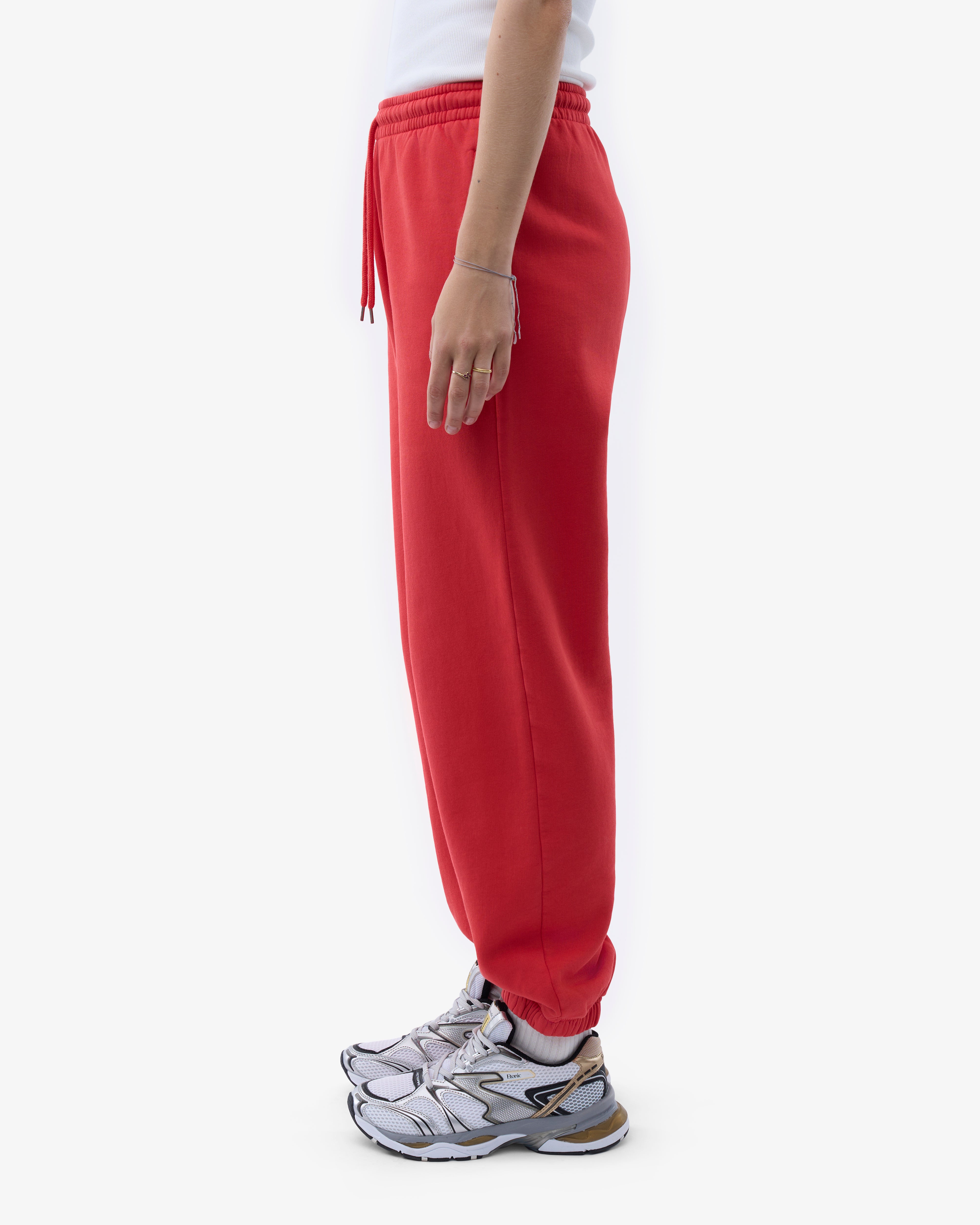 Organic Relaxed Sweatpants for Women - Soft Cotton Joggers in Red Tangerine Color - Perfect for Yoga, Lounge & Casual Wear