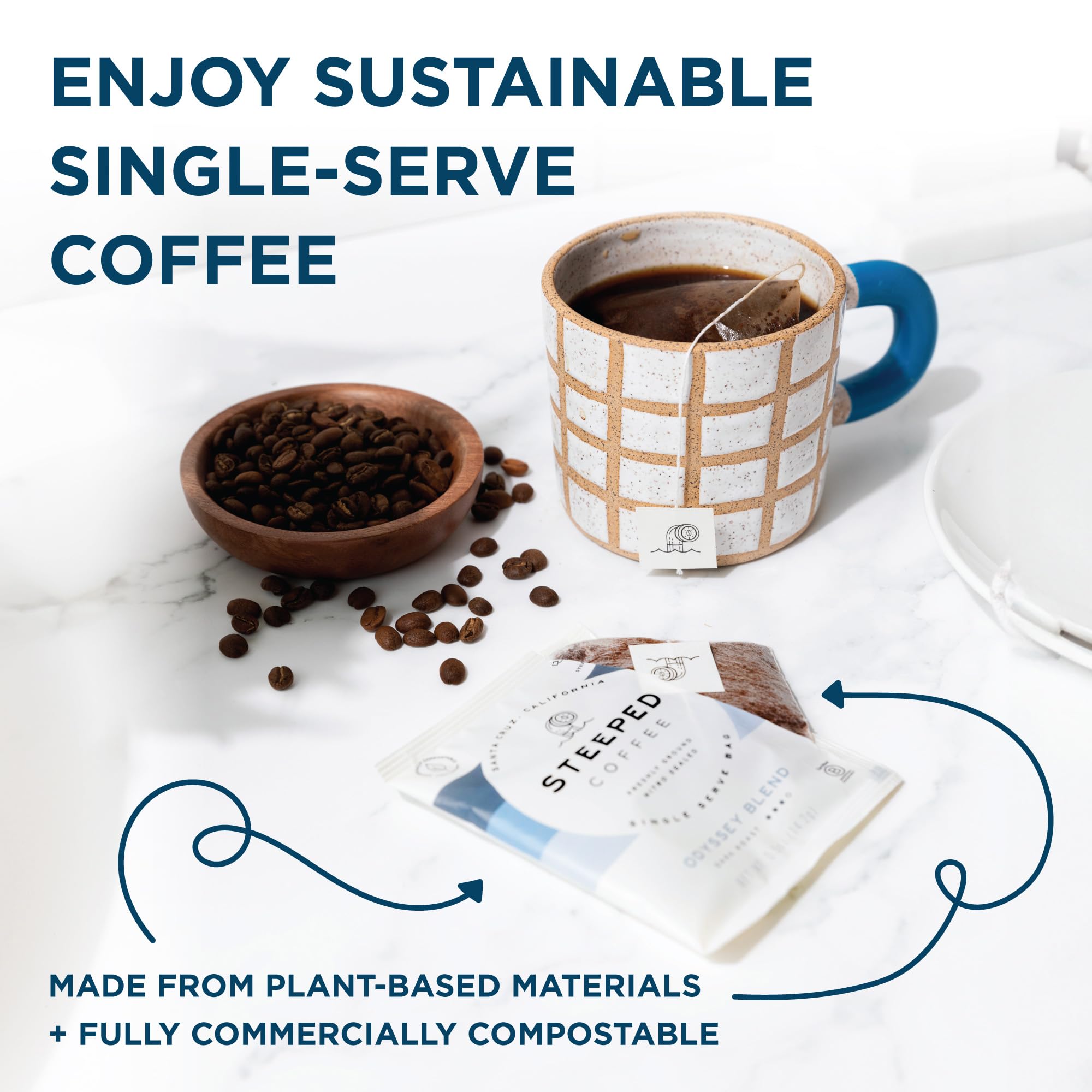 Steeped Coffee Tea Bags - Single Serve Organic Coffee Pouches | Eco-Friendly, Hand Roasted Fresh Ground Coffee | Instant Brew Just Add Water | Travel Size Variety Pack (8 Count) - Perfect for Camping, Office & On-the-Go Coffee Lovers