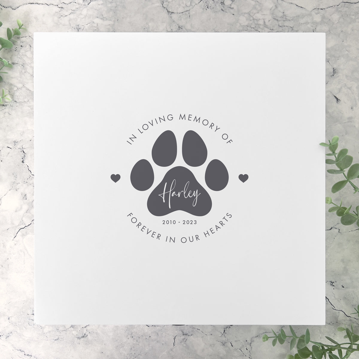 Personalized White Wooden Square Pet Memorial Box - Custom Engraved Name, 2 Sizes for Ashes & Keepsakes - Perfect for Pet Loss Remembrance & Memorial Display